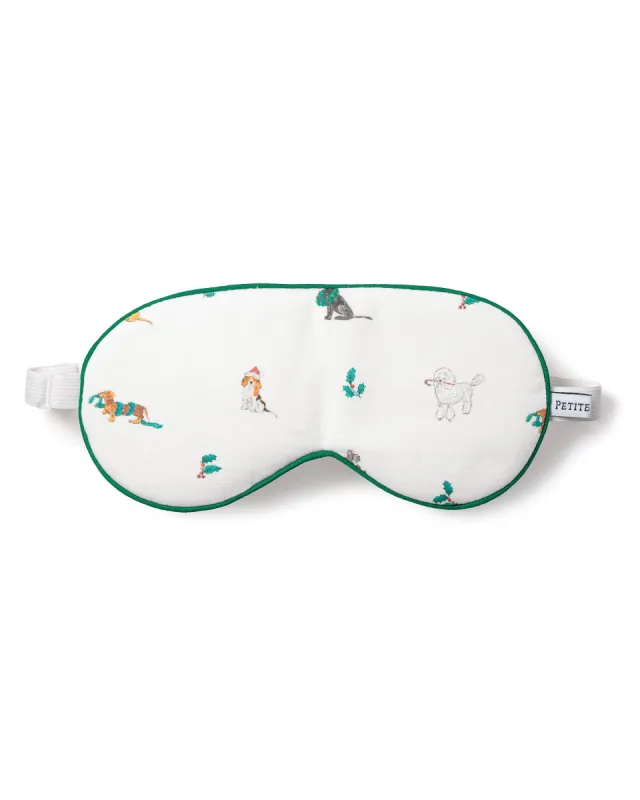 Adult's Twill Sleep Mask in Jingle Paws sold by Petite Plume