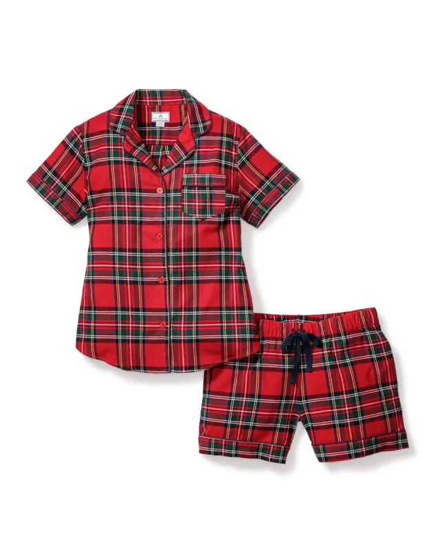 Women's Brushed Twill Short Sleeve Short Set in Imperial Tartan sold by Petite Plume