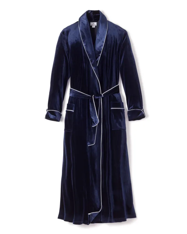 Women's Velour Robe in Navy sold by Petite Plume