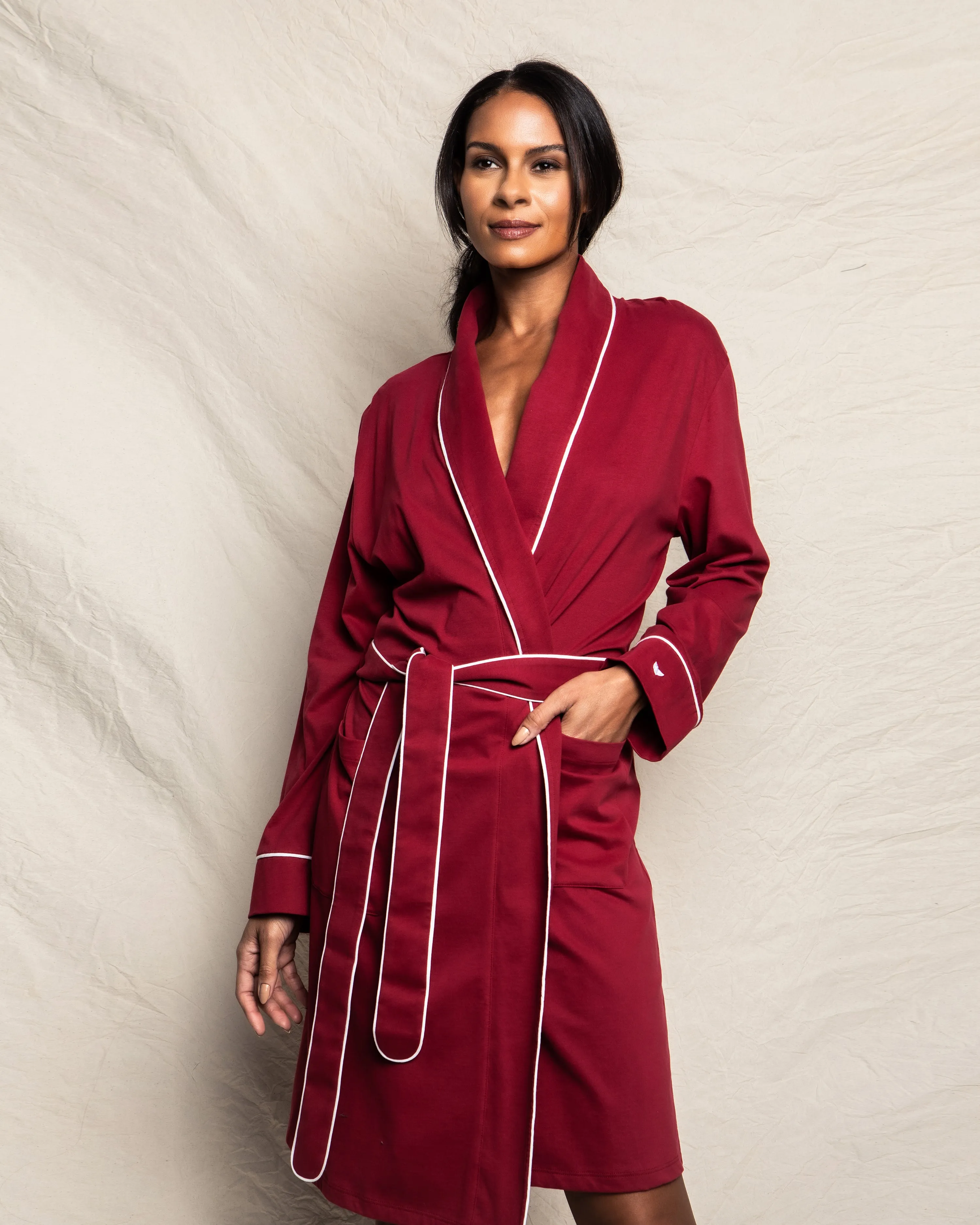 Women's Pima Robe in Bordeaux sold by Petite Plume product image thumbnail 2