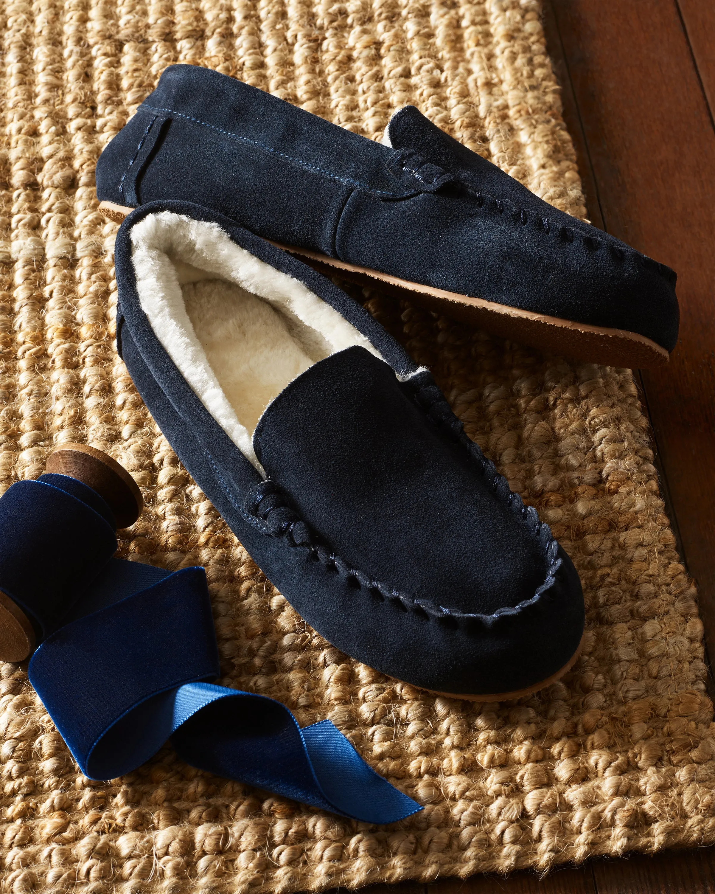 Women's Suede Slippers in Navy sold by Petite Plume product image thumbnail 2