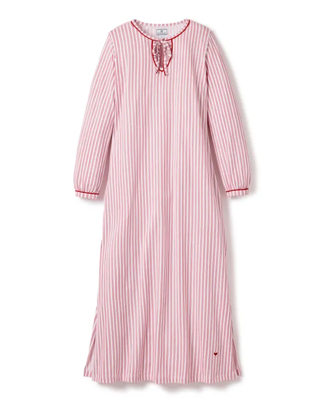 Women's Pima Harlow Nightgown in Antique Red Ticking sold by Petite Plume