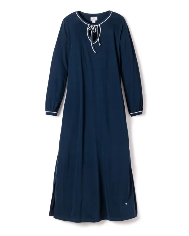 Women's Pima Harlow Nightgown in Navy sold by Petite Plume