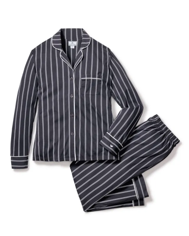 Women's Pima Pajama Set in Grey Stripe sold by Petite Plume