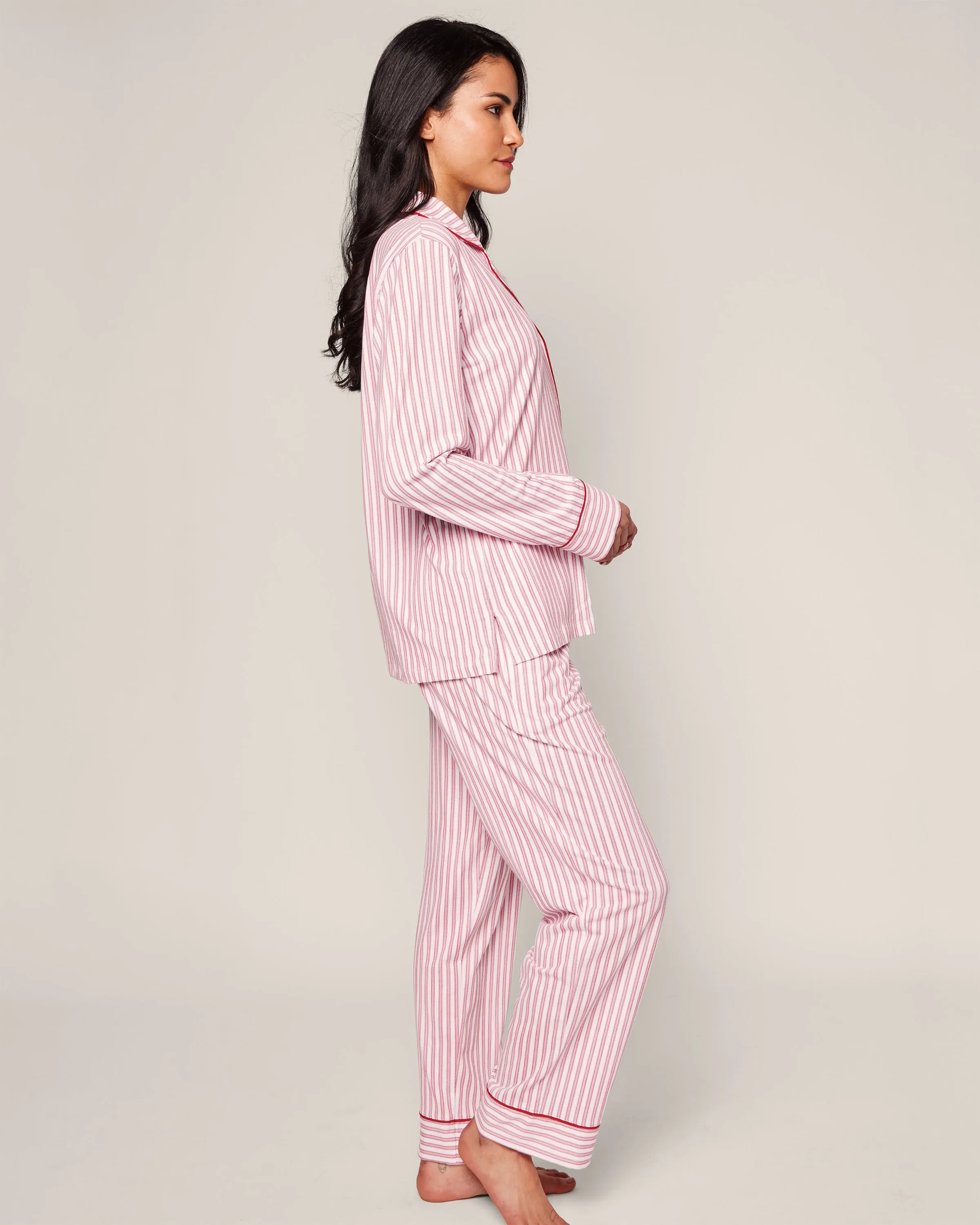 Women's Pima Pajama Set in Antique Red Ticking sold by Petite Plume product image thumbnail 3
