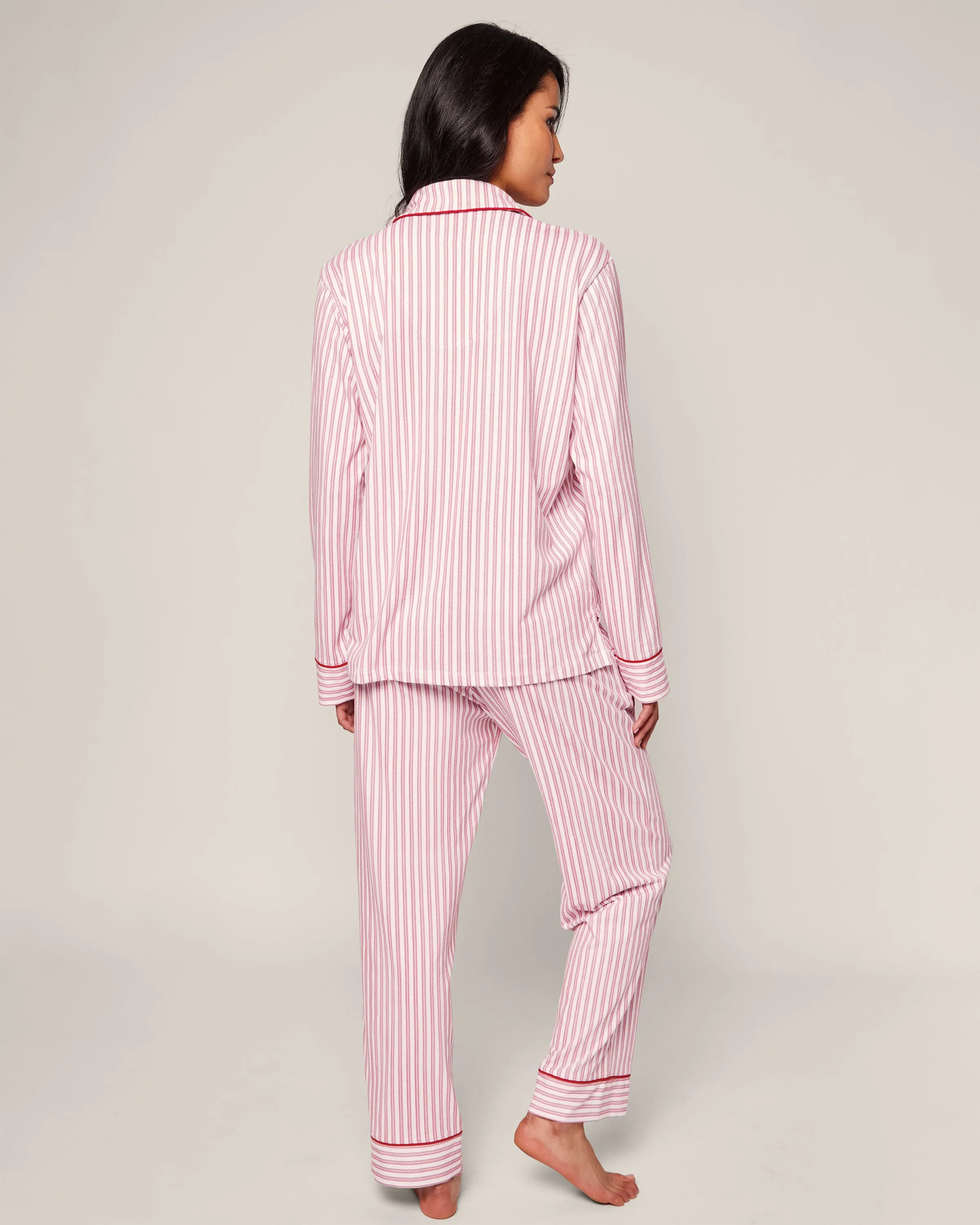 Women's Pima Pajama Set in Antique Red Ticking sold by Petite Plume product image thumbnail 4