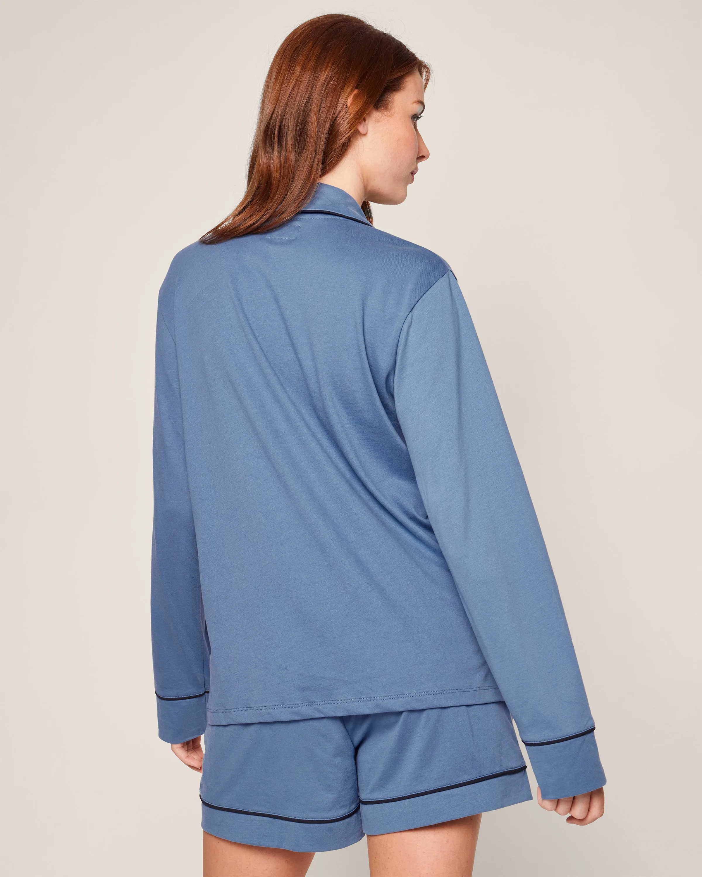 Women's Pima Long Sleeve Short Set in Mystique Blue sold by Petite Plume product image thumbnail 4