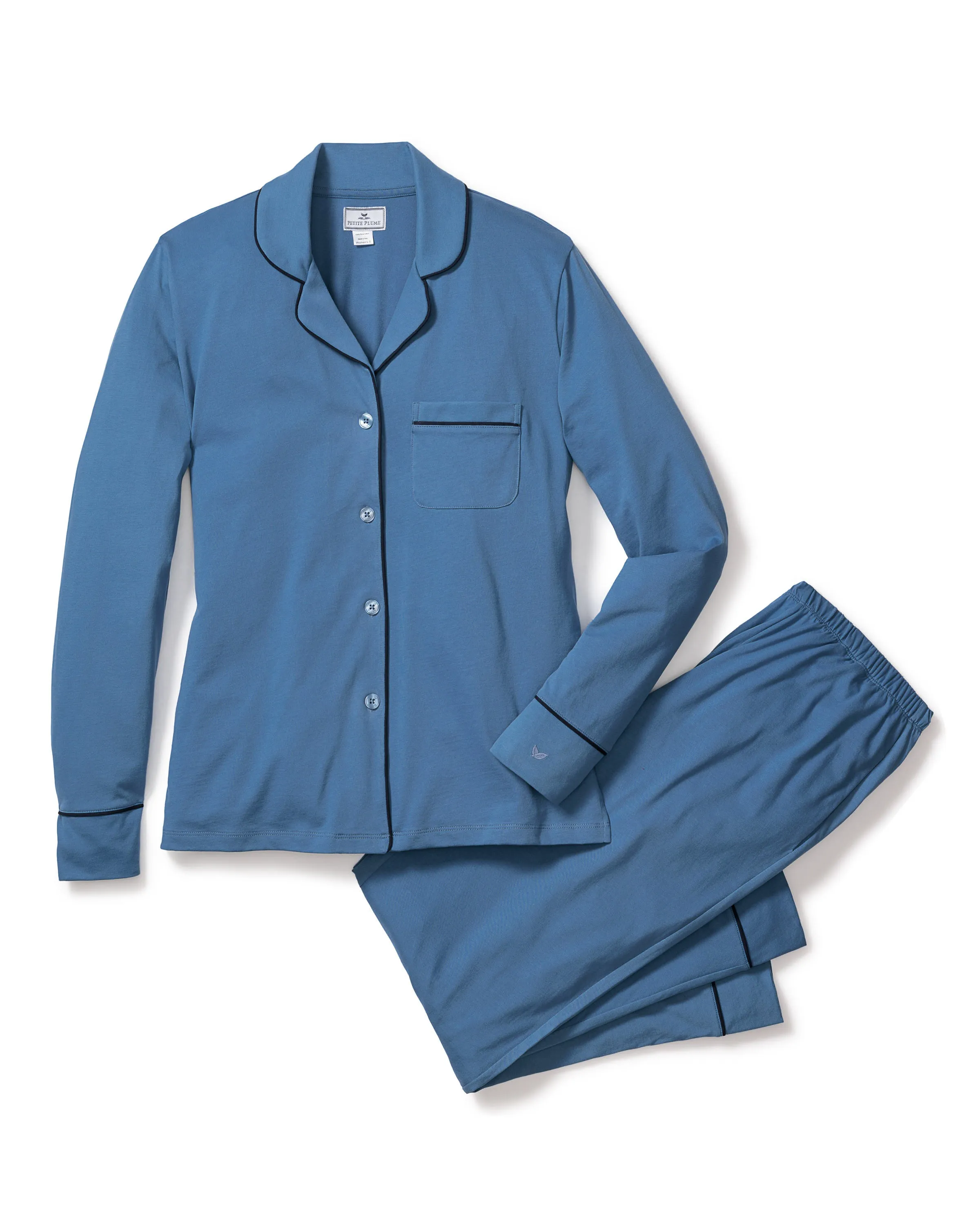 Women's Pima Pajama Set in Mystique Blue sold by Petite Plume