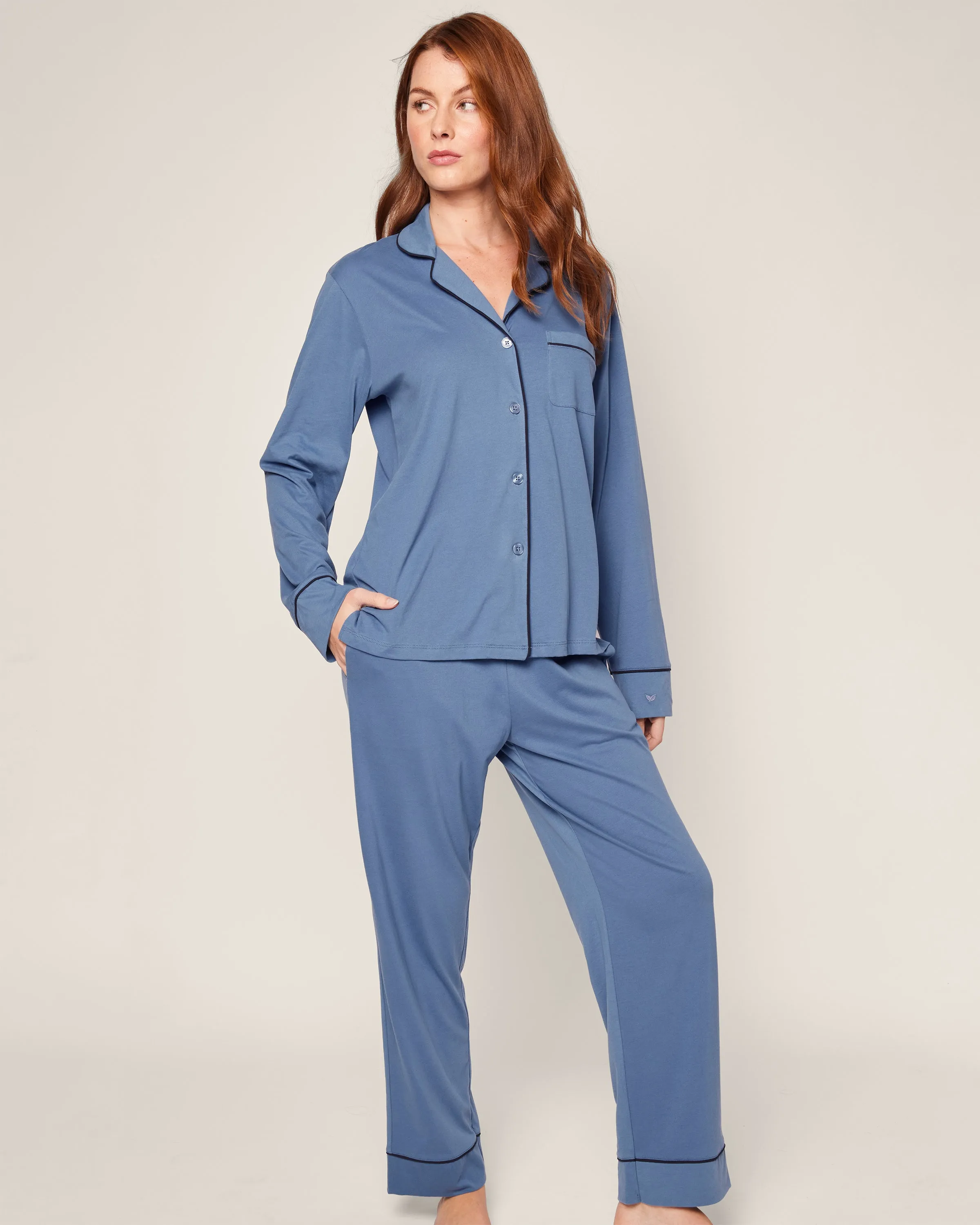 Women's Pima Pajama Set in Mystique Blue sold by Petite Plume product image thumbnail 2