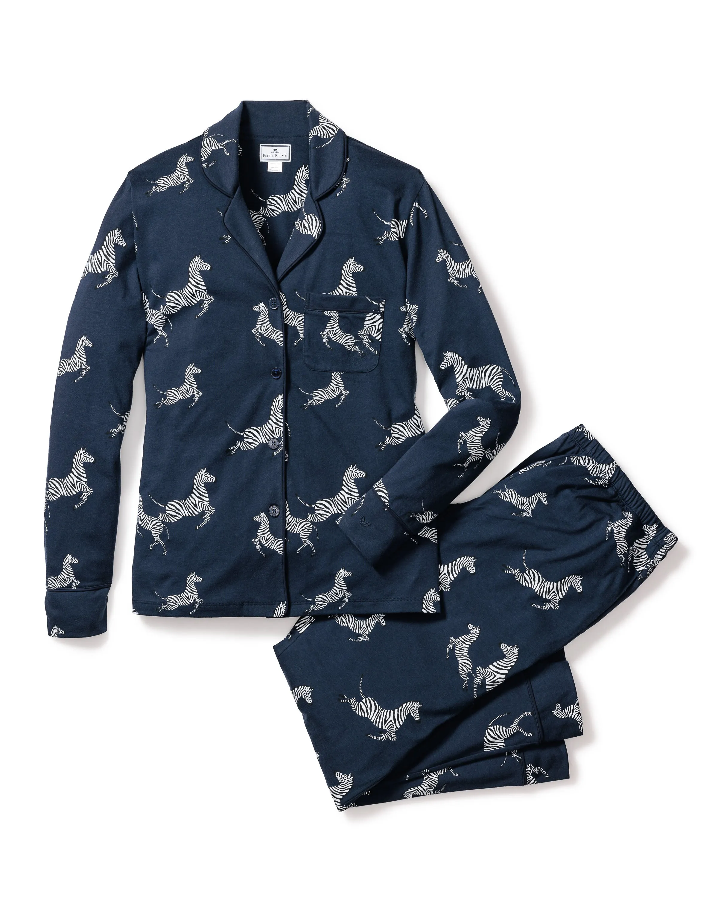 Women's Pima Pajama Set in Zèbre de Nuit sold by Petite Plume