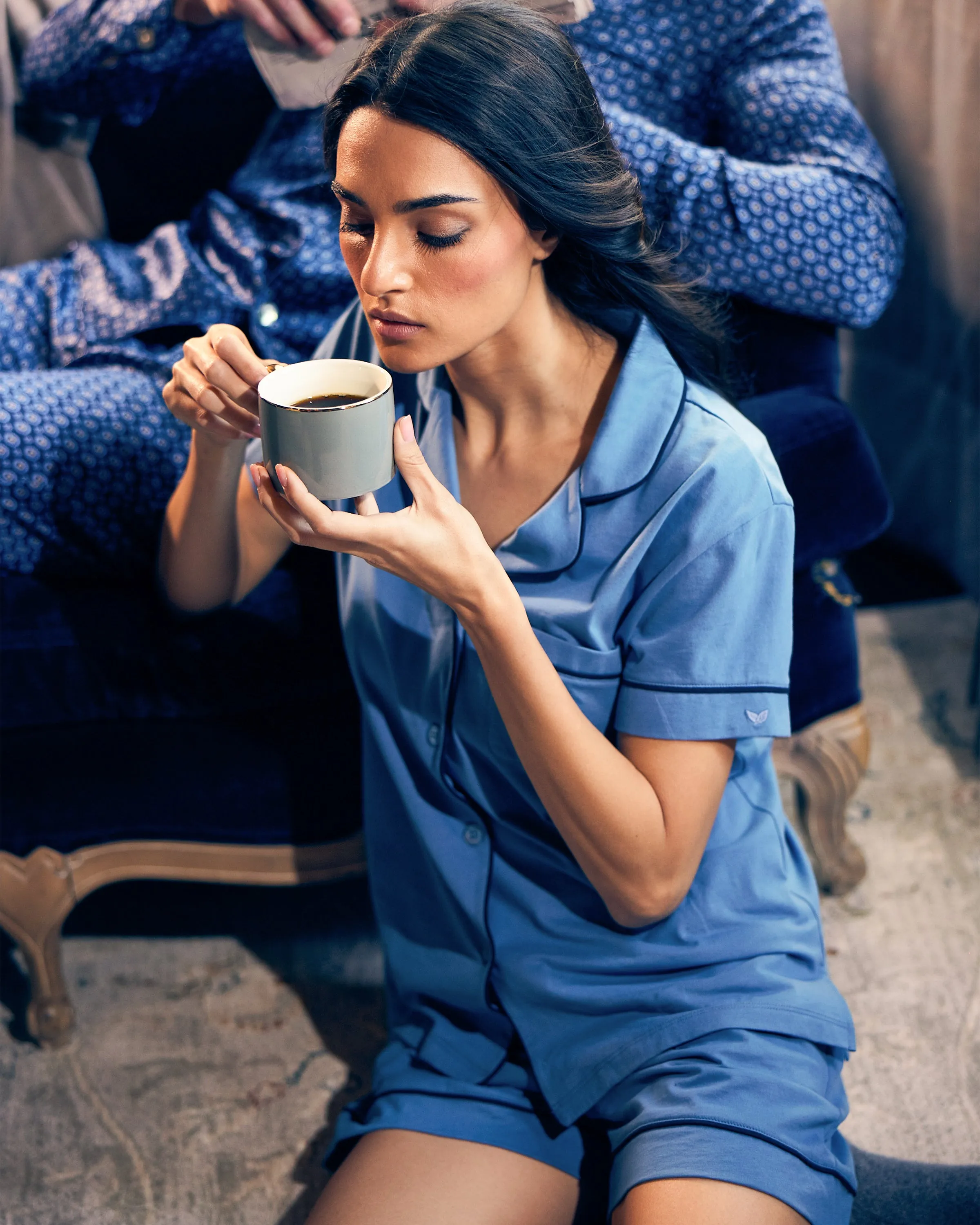 Women's Pima Pajama Short Set in Mystique Blue sold by Petite Plume product image thumbnail 5