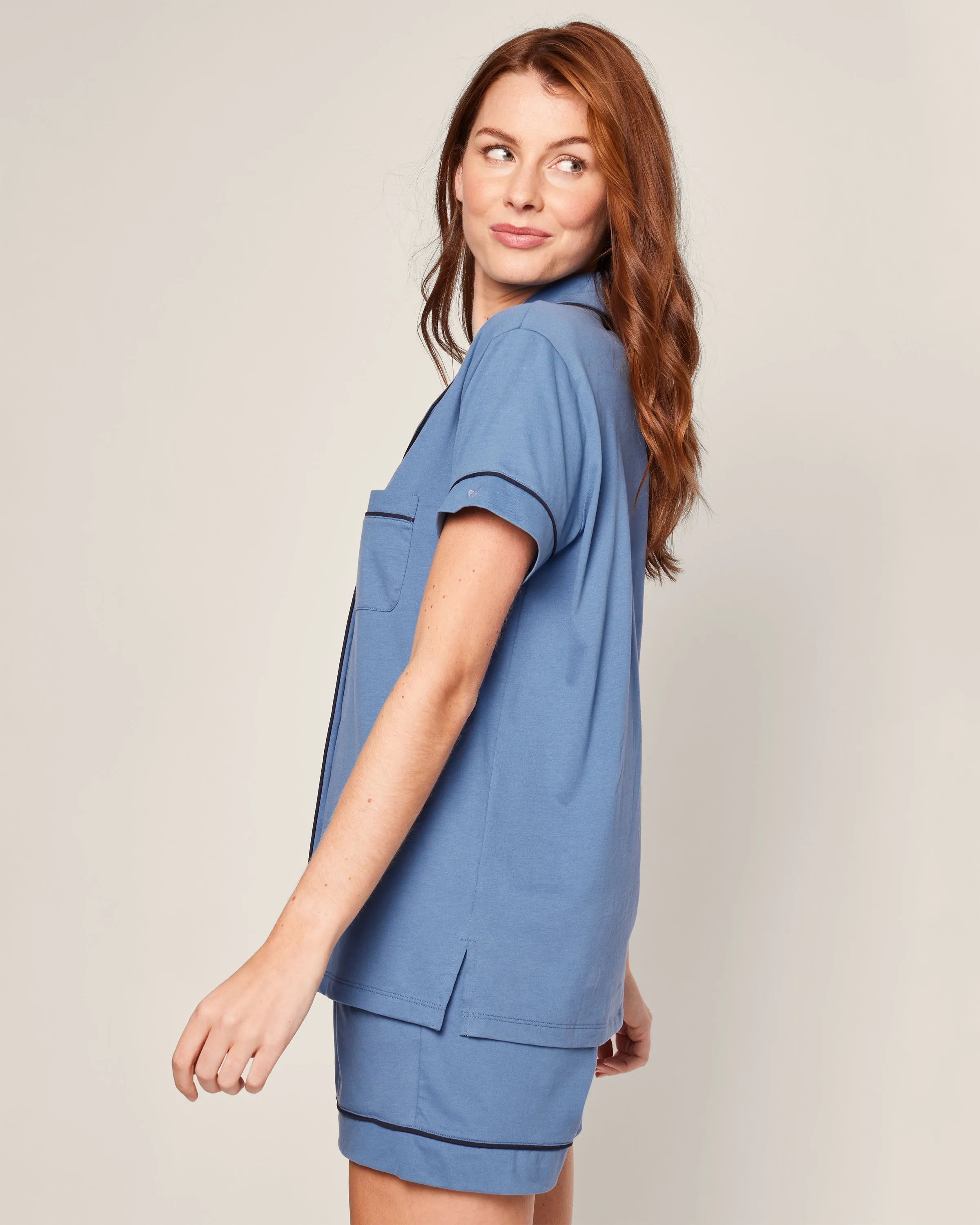 Women's Pima Pajama Short Set in Mystique Blue sold by Petite Plume product image thumbnail 3