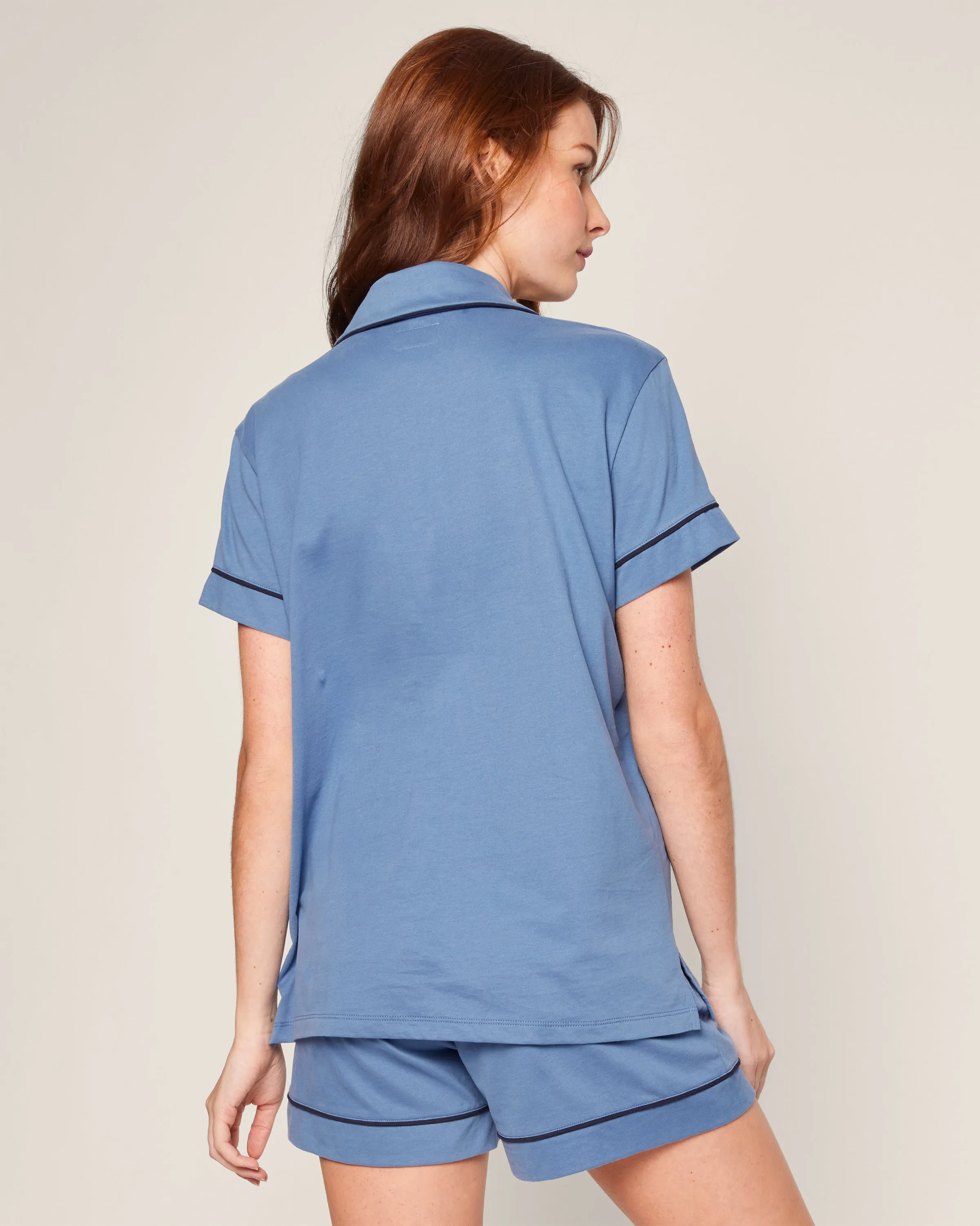 Women's Pima Pajama Short Set in Mystique Blue sold by Petite Plume product image thumbnail 4