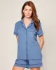Women's Pima Pajama Short Set in Mystique Blue sold by Petite Plume