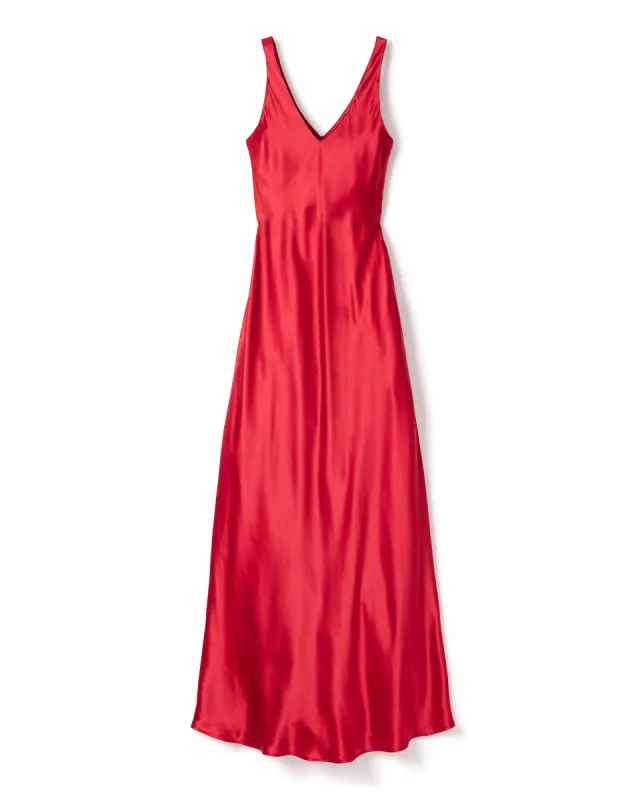 Women's Silk Long Slip in Crimson sold by Petite Plume