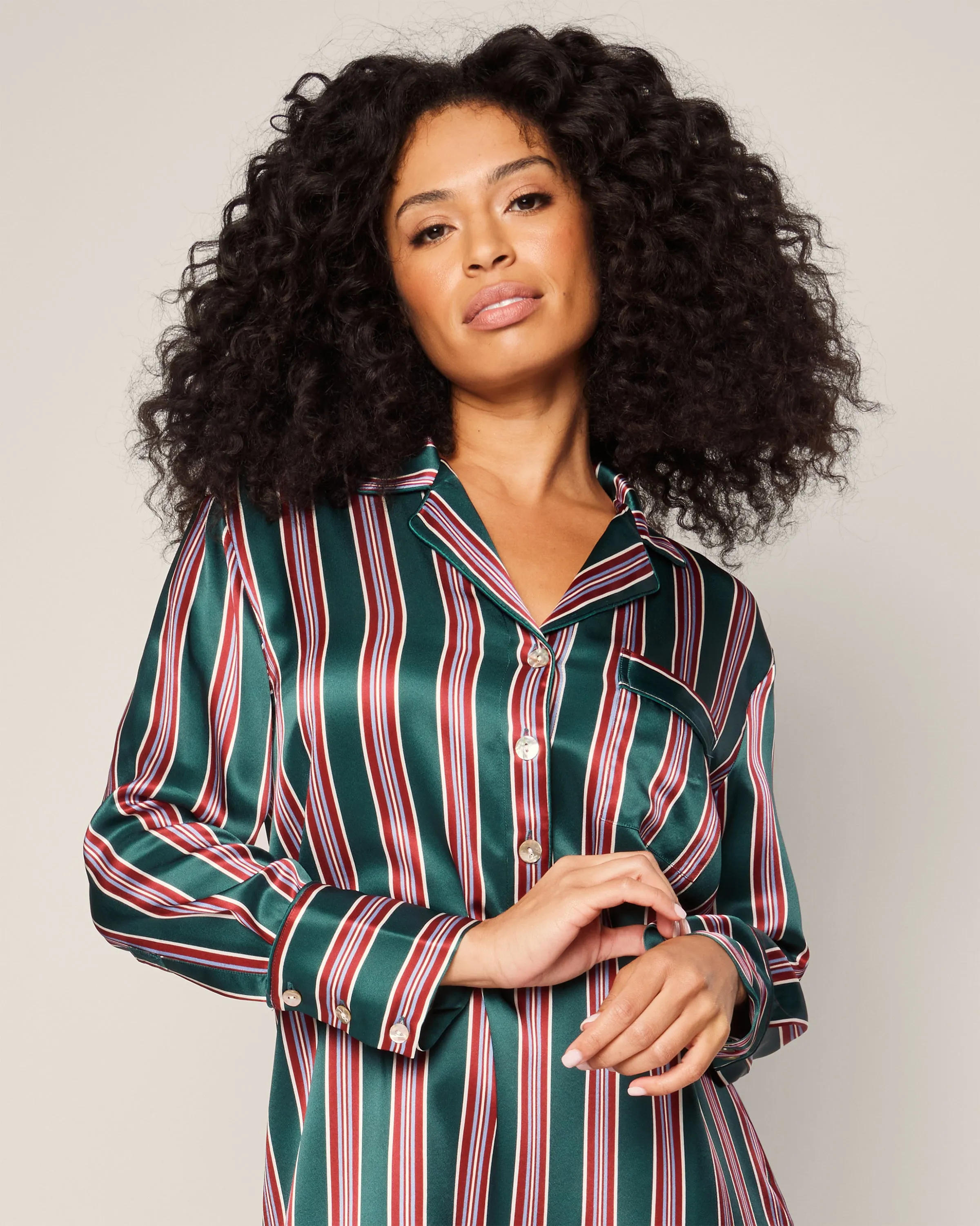 Women's Silk Nightshirt in Lancaster Stripe sold by Petite Plume product image thumbnail 5