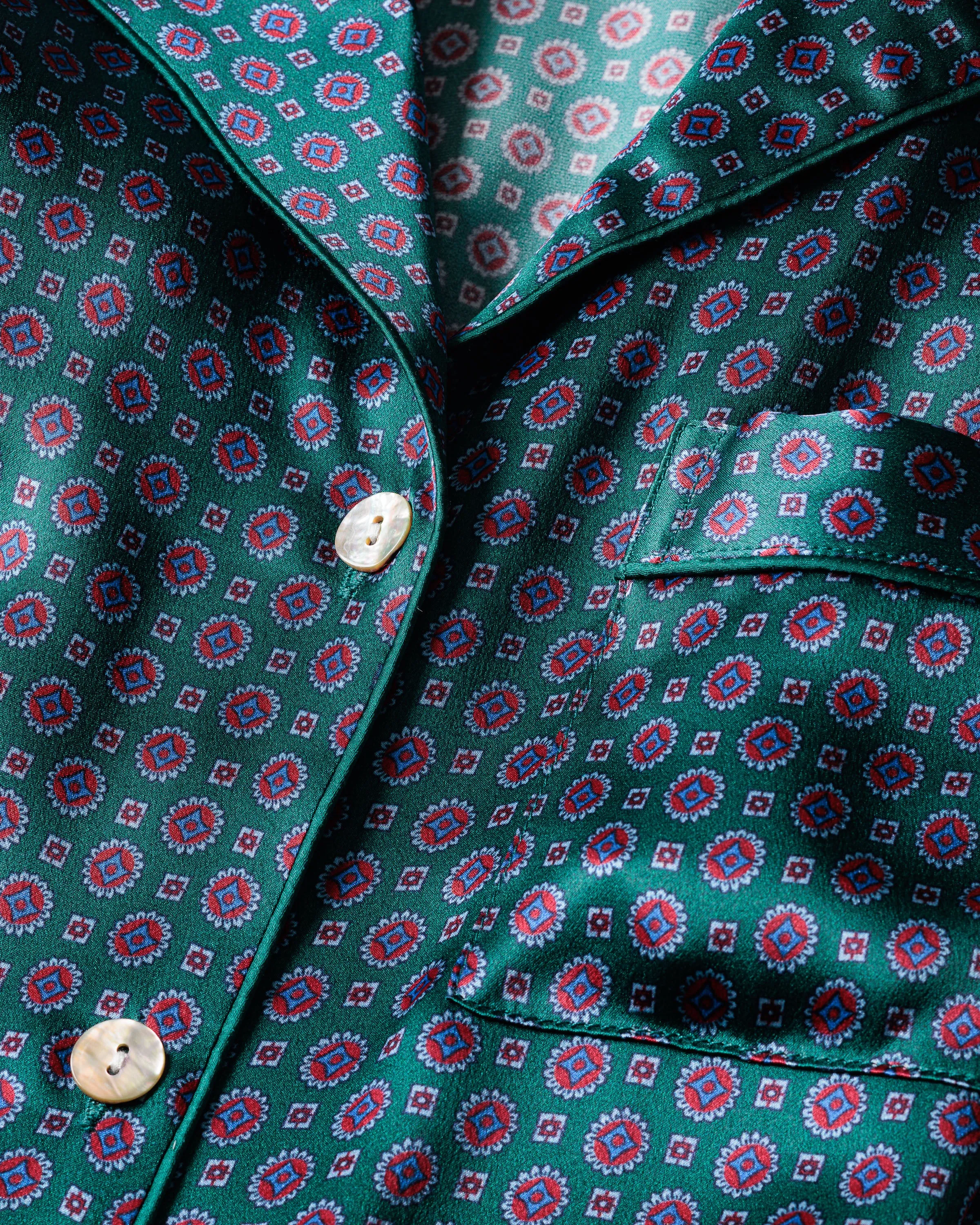 Women's Silk Pajama Set in Emerald Foulard sold by Petite Plume product image thumbnail 5