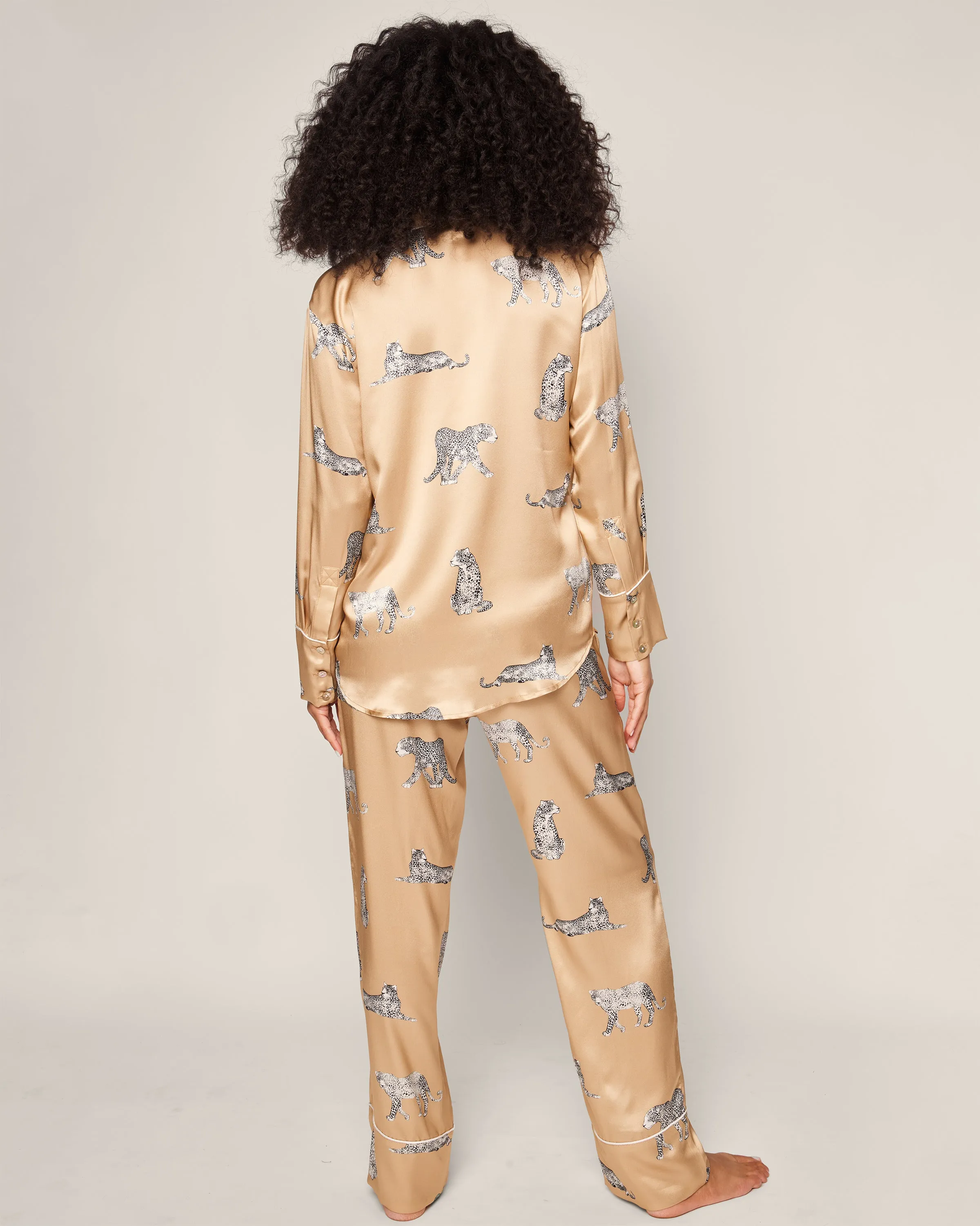 Women's Silk Pajama Set in Panthère Champagne sold by Petite Plume product image thumbnail 4