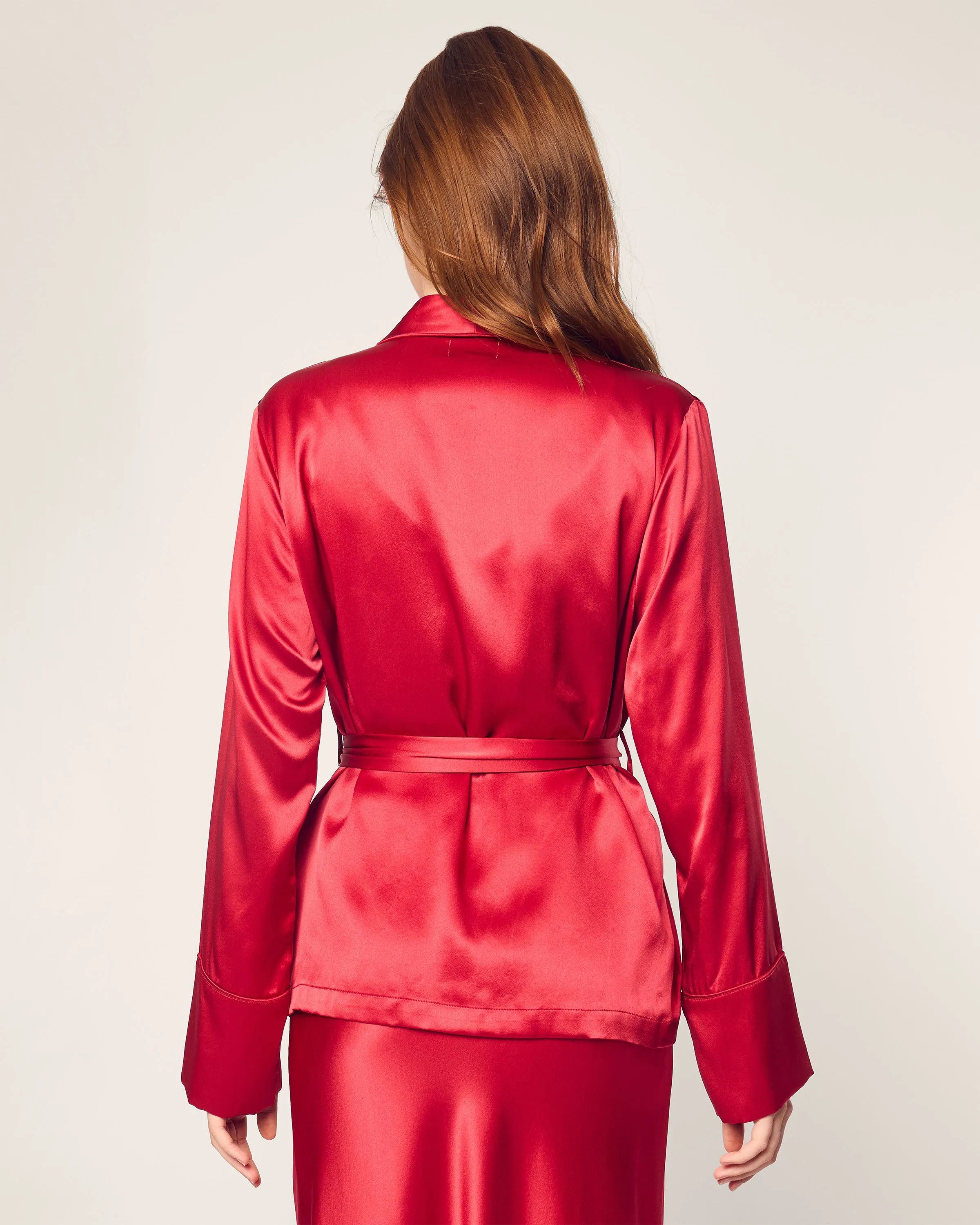 Women's Silk Short Robe in Crimson sold by Petite Plume product image thumbnail 4