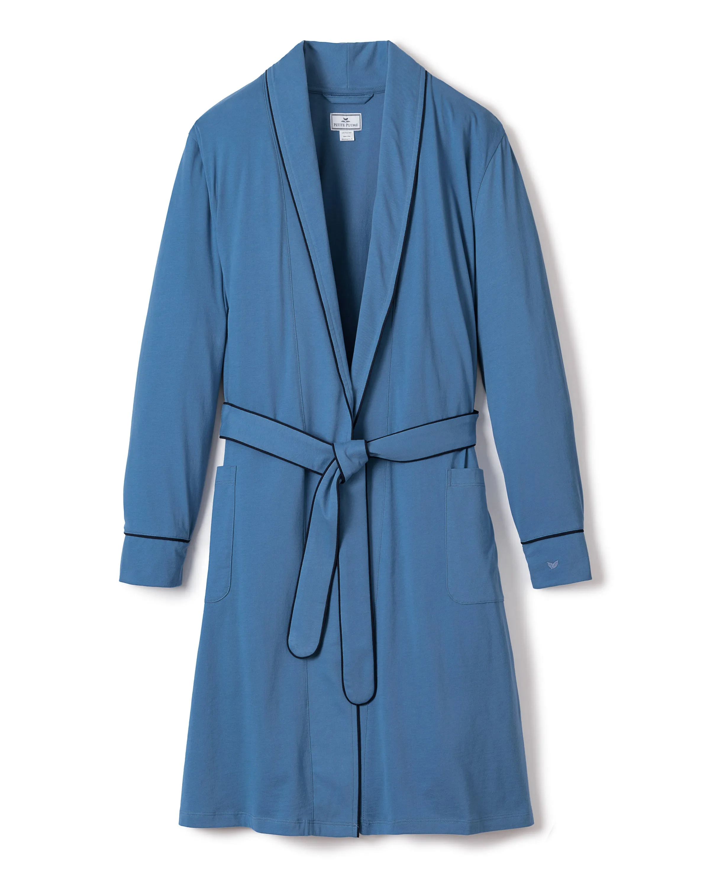 Women's Pima Robe in Mystique Blue sold by Petite Plume