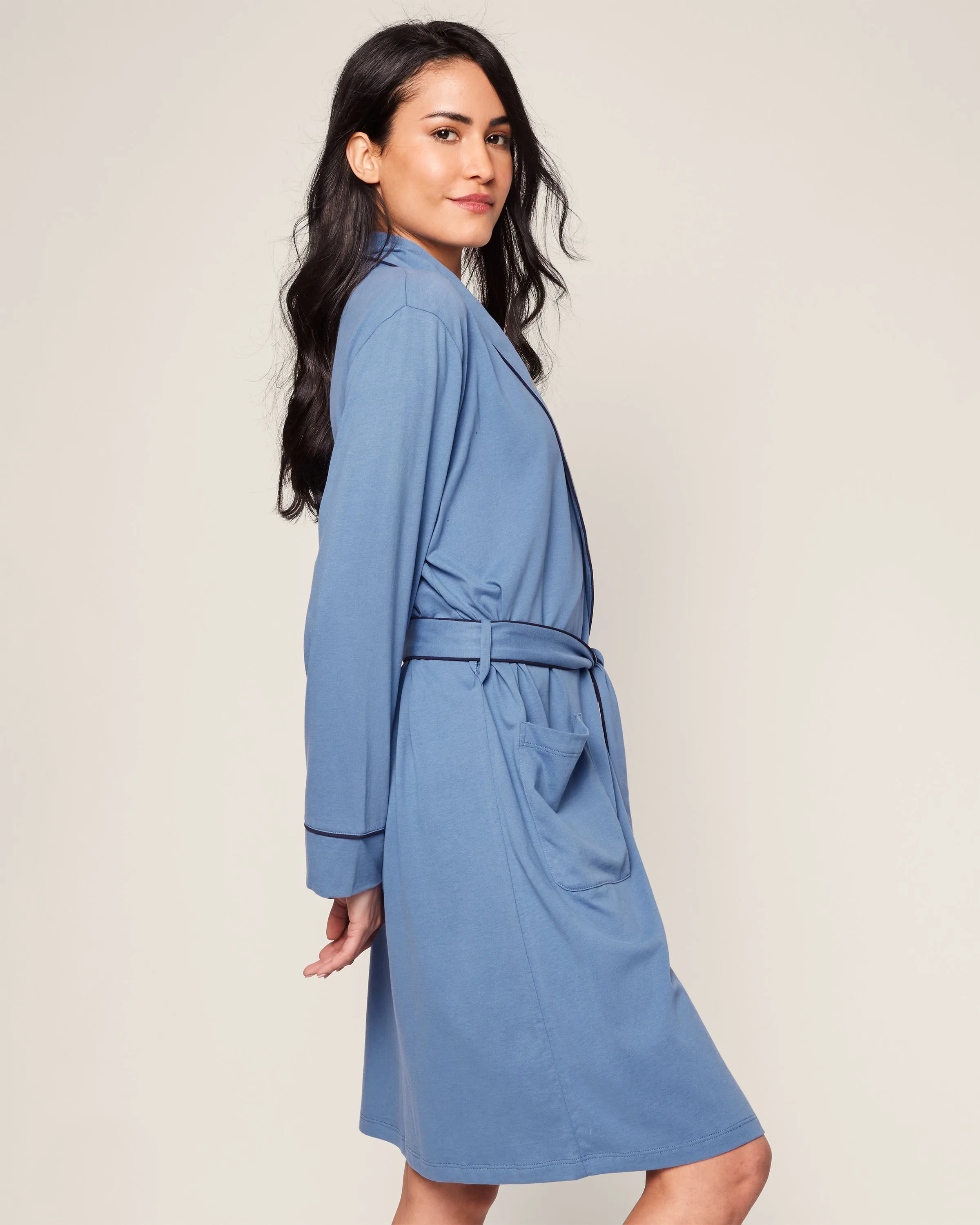 Women's Pima Robe in Mystique Blue sold by Petite Plume product image thumbnail 3