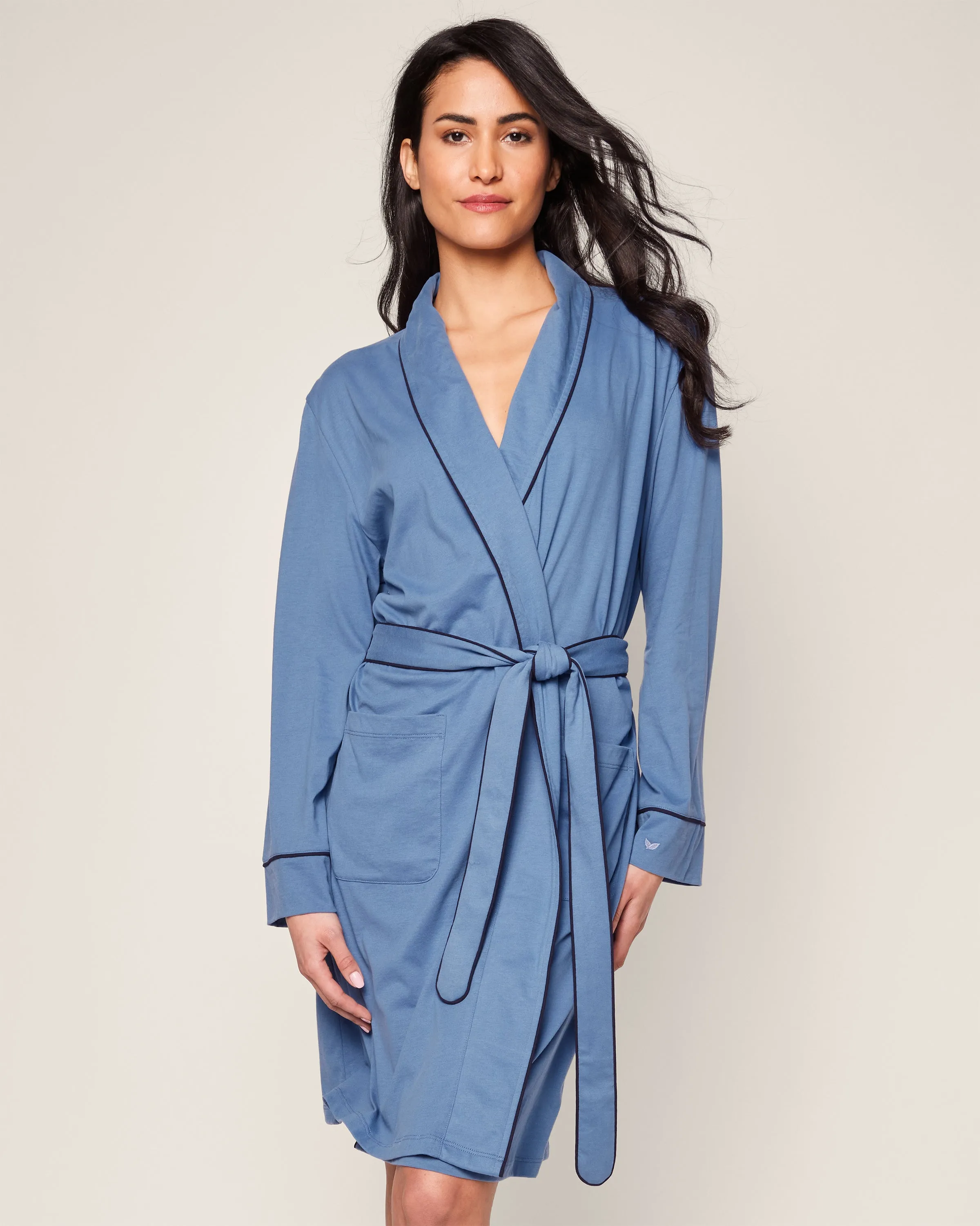 Women's Pima Robe in Mystique Blue sold by Petite Plume product image thumbnail 2