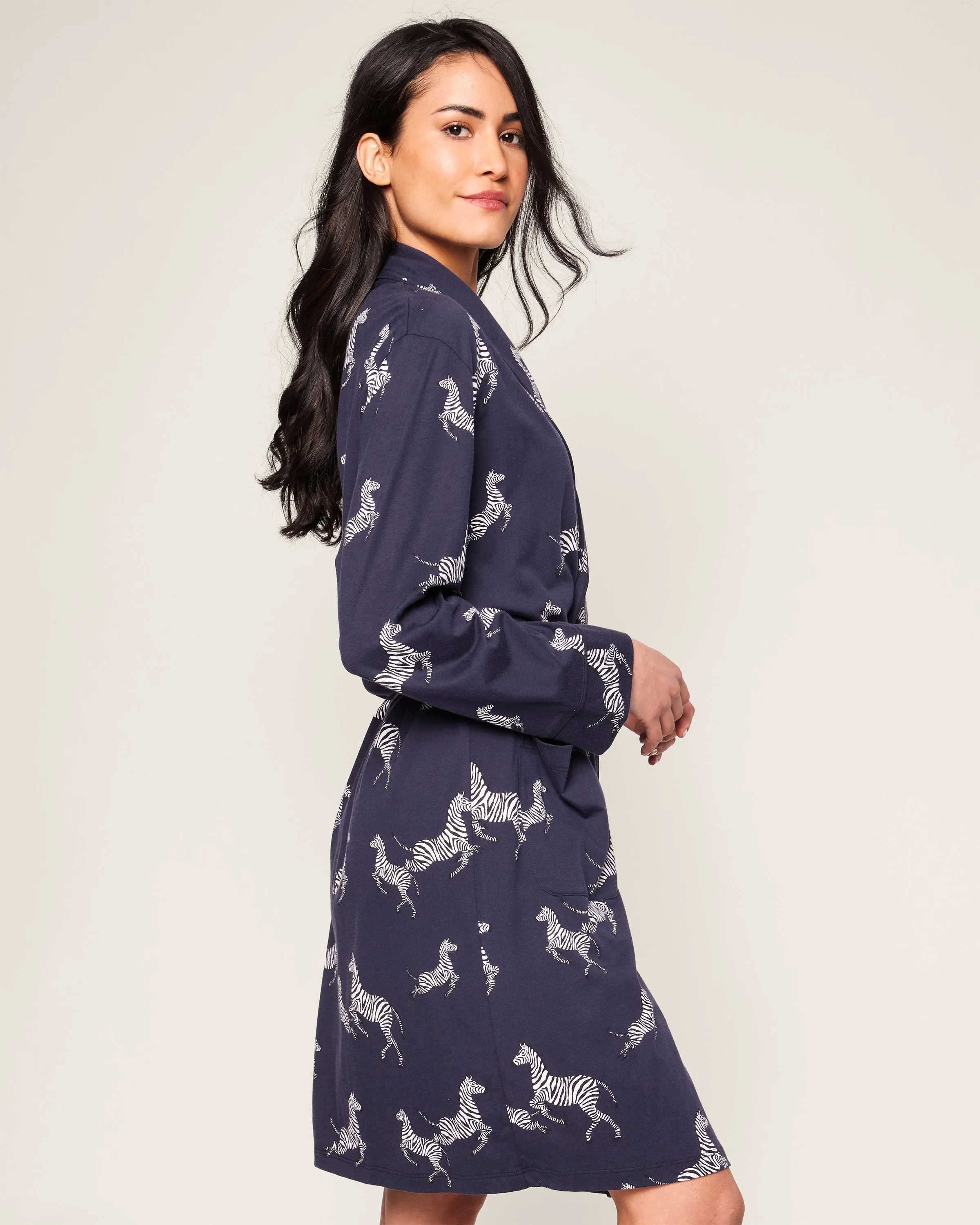 Women's Pima Robe in Zèbre de Nuit sold by Petite Plume product image thumbnail 3