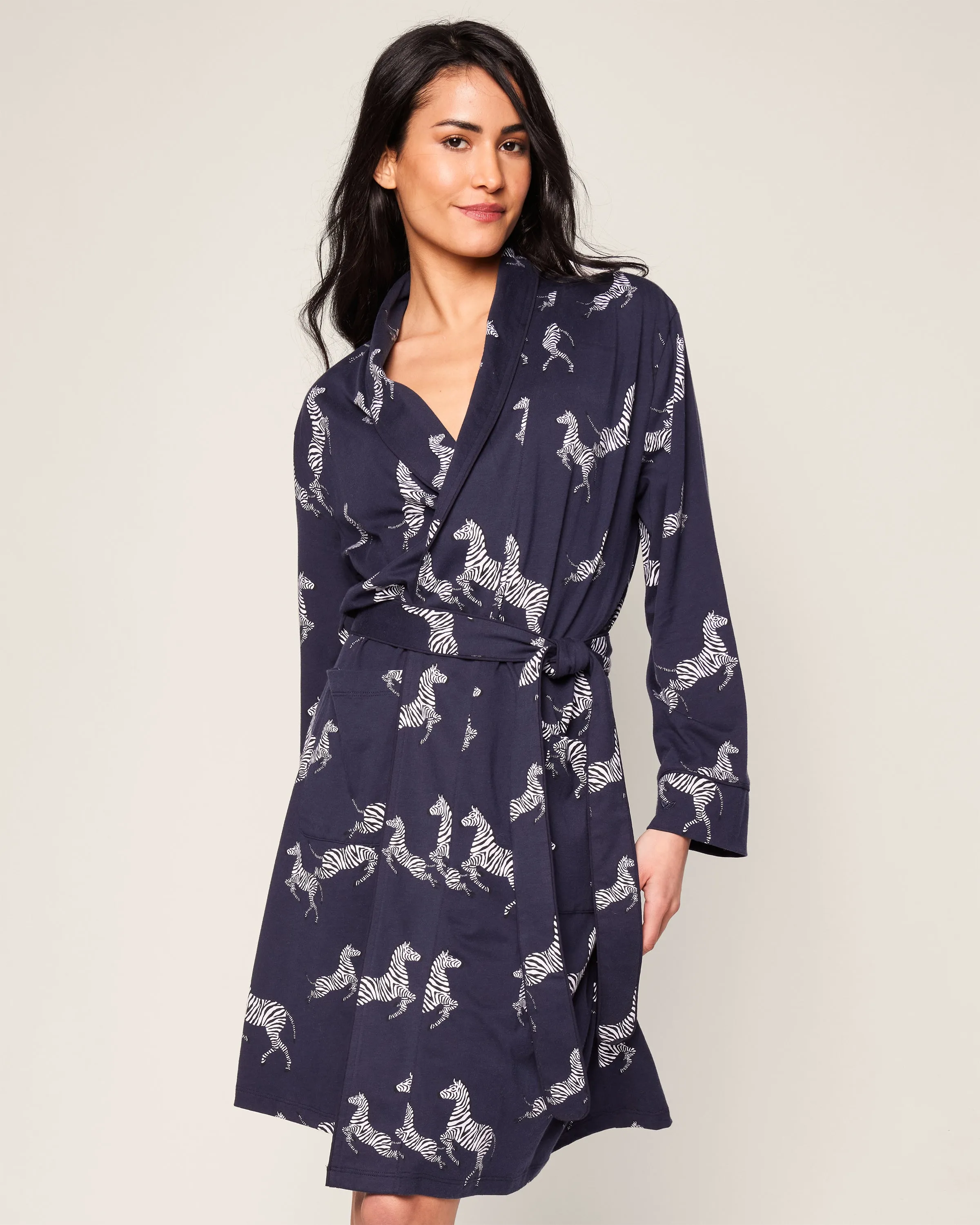 Women's Pima Robe in Zèbre de Nuit sold by Petite Plume product image thumbnail 2