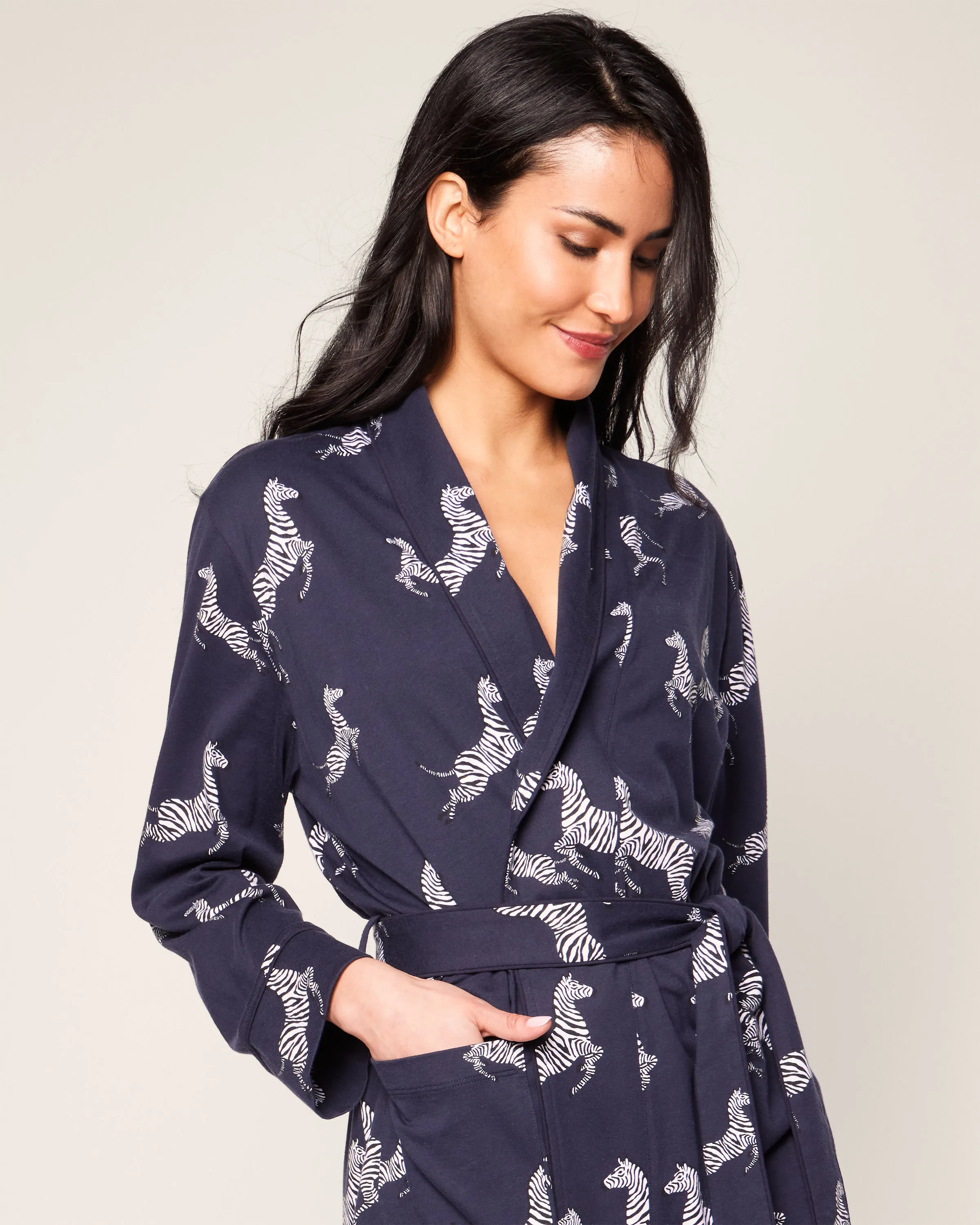 Women's Pima Robe in Zèbre de Nuit sold by Petite Plume product image thumbnail 5