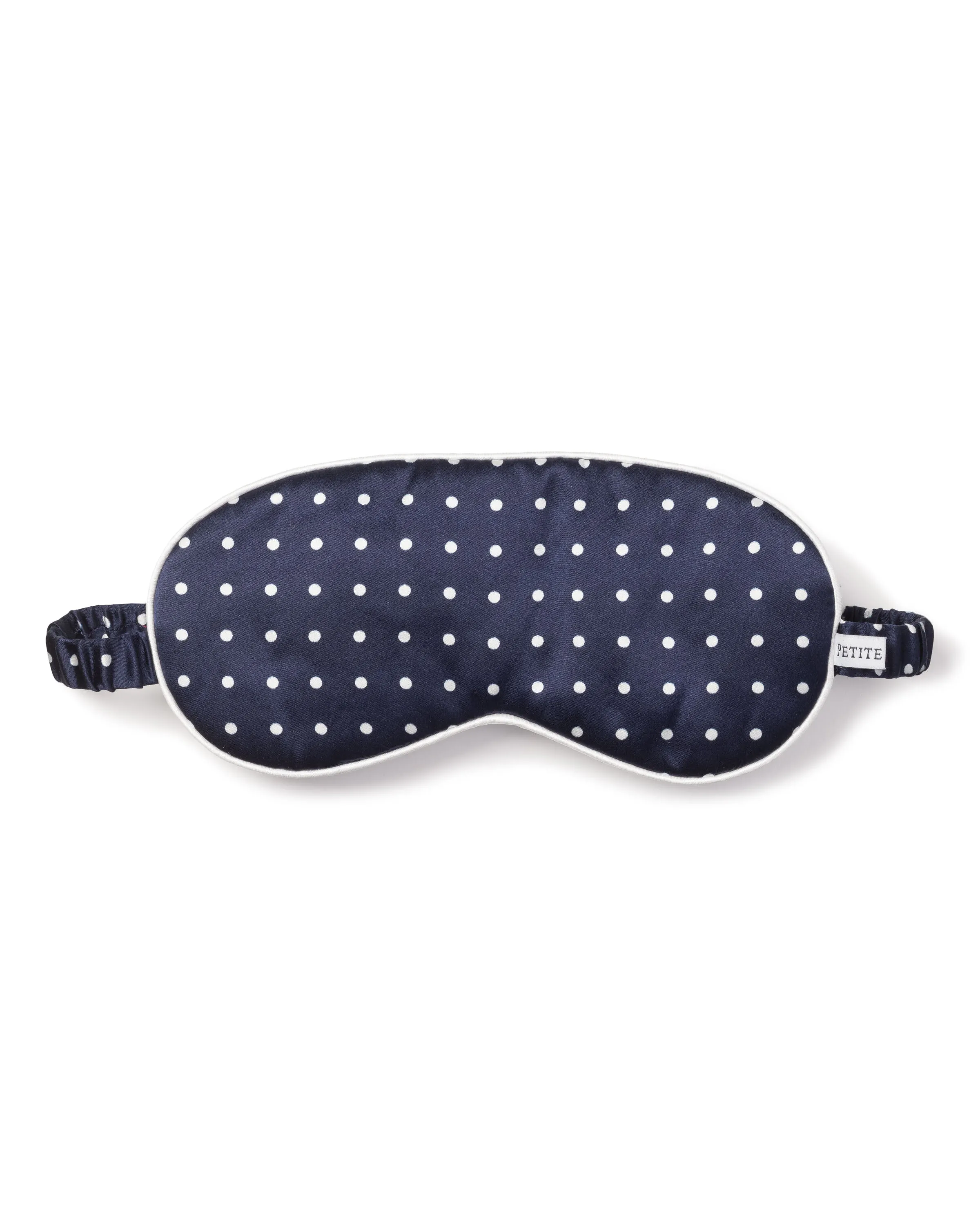 Adult's Silk Sleep Mask in Navy Polka Dot sold by Petite Plume