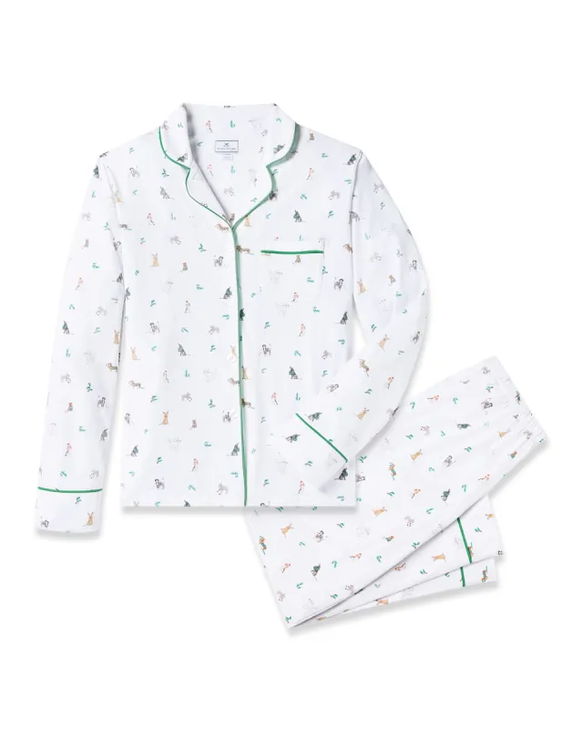 Women's Pima Pajama Set in Jingle Paws made by Petite Plume