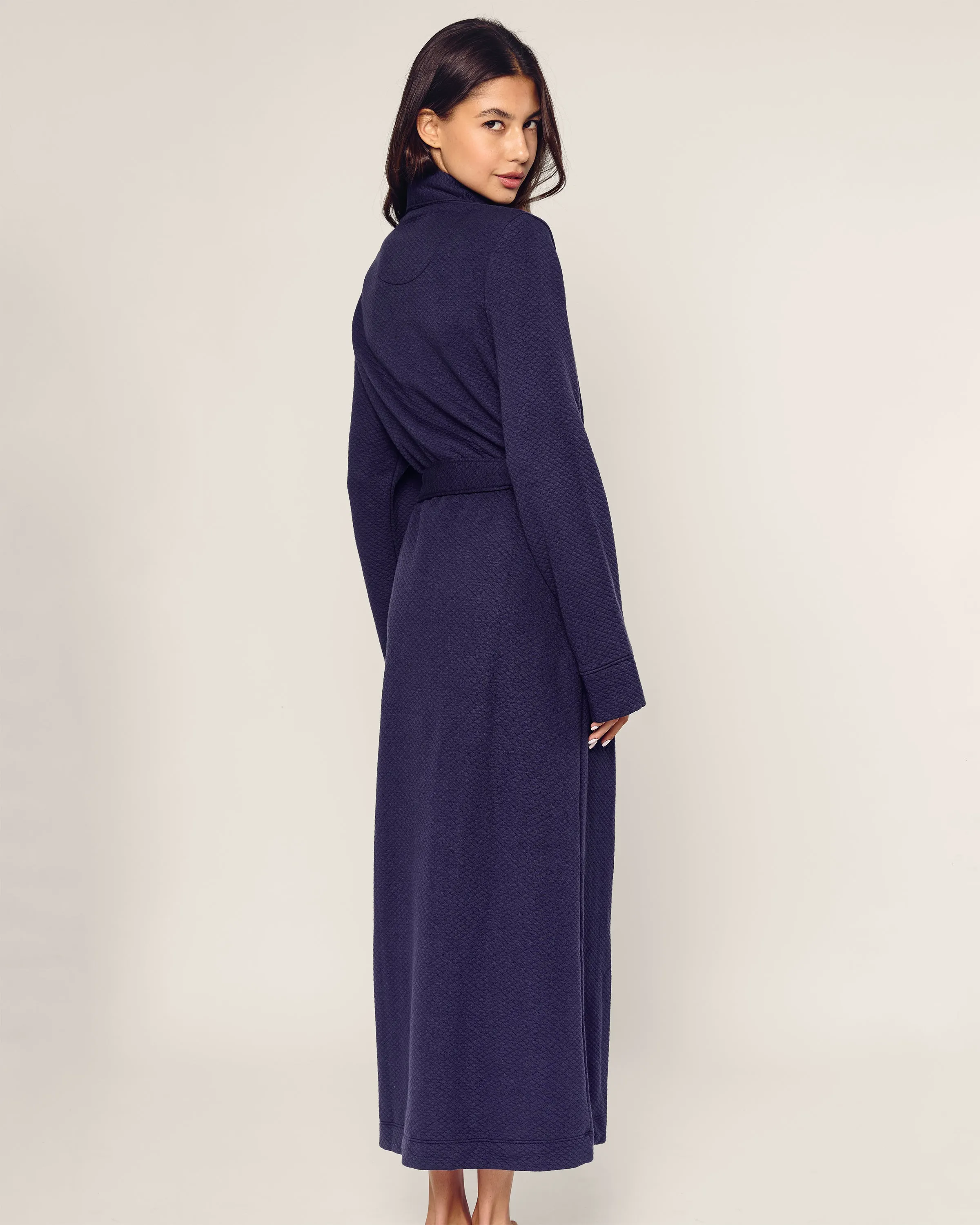 Women's Pima Ophelia Robe in Blue Dusk Jacquard sold by Petite Plume product image thumbnail 4