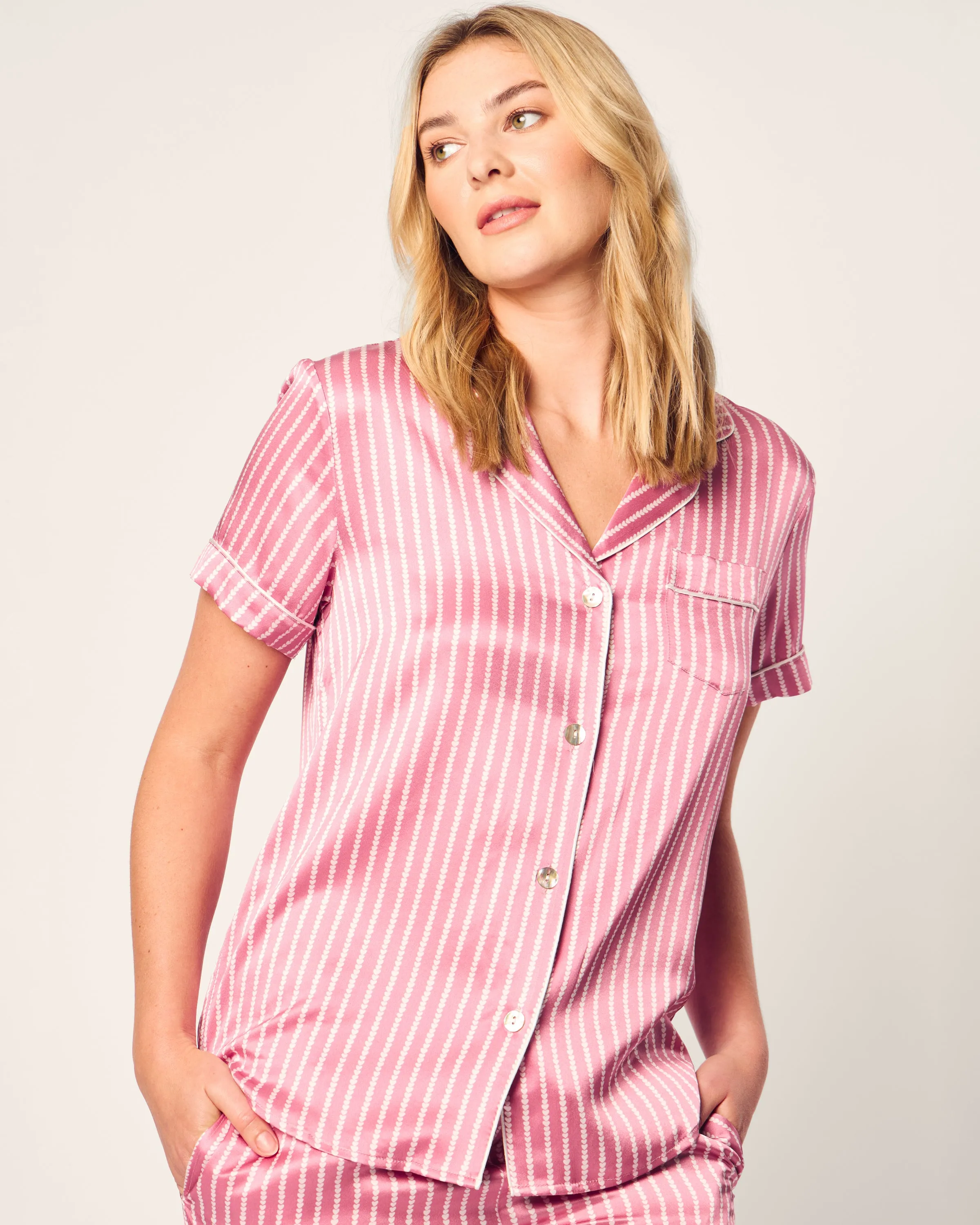 Women's Silk Classic Short Set in Love Lines sold by Petite Plume product image thumbnail 5