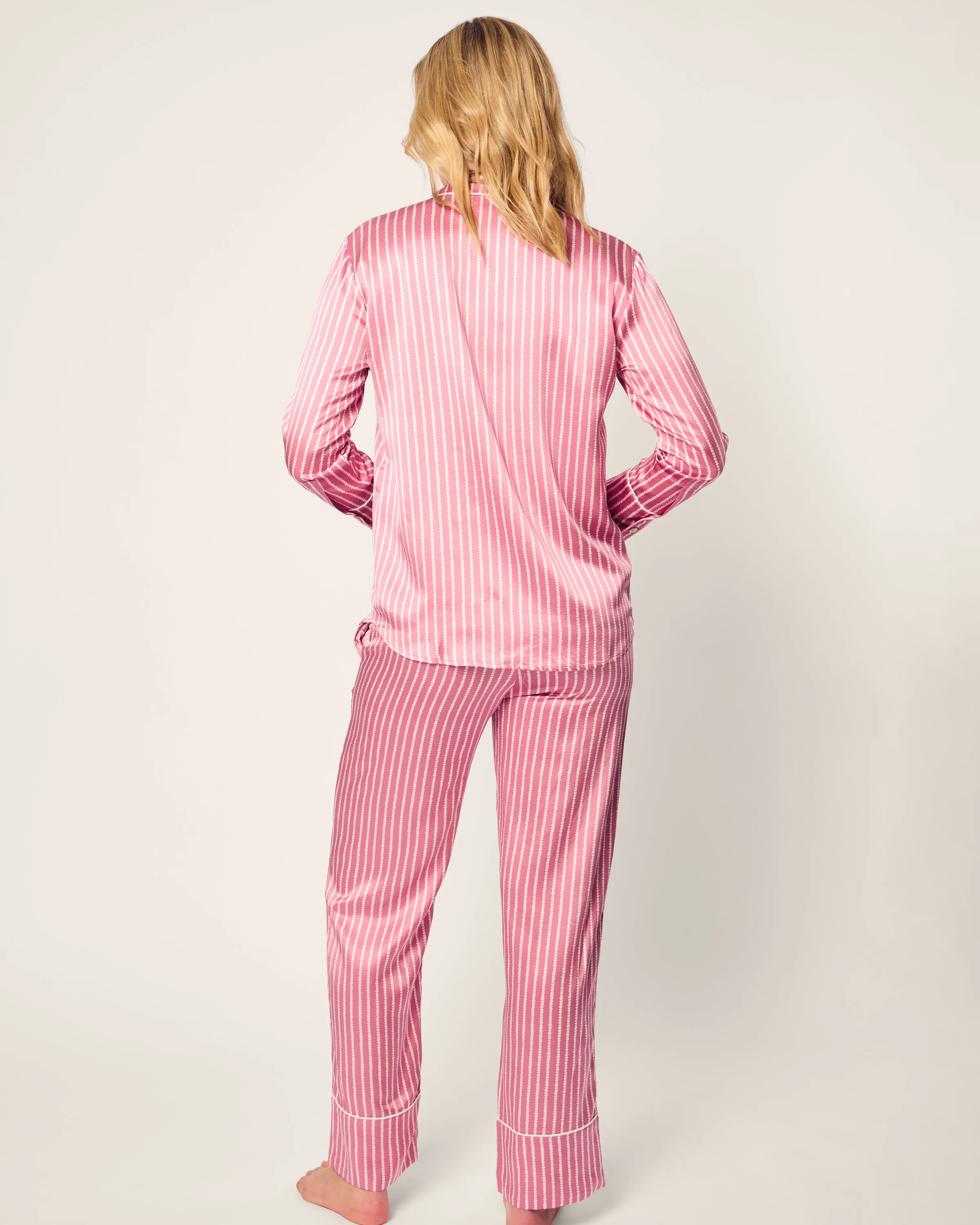Women's Silk Pajama Set in Love Lines sold by Petite Plume product image thumbnail 4