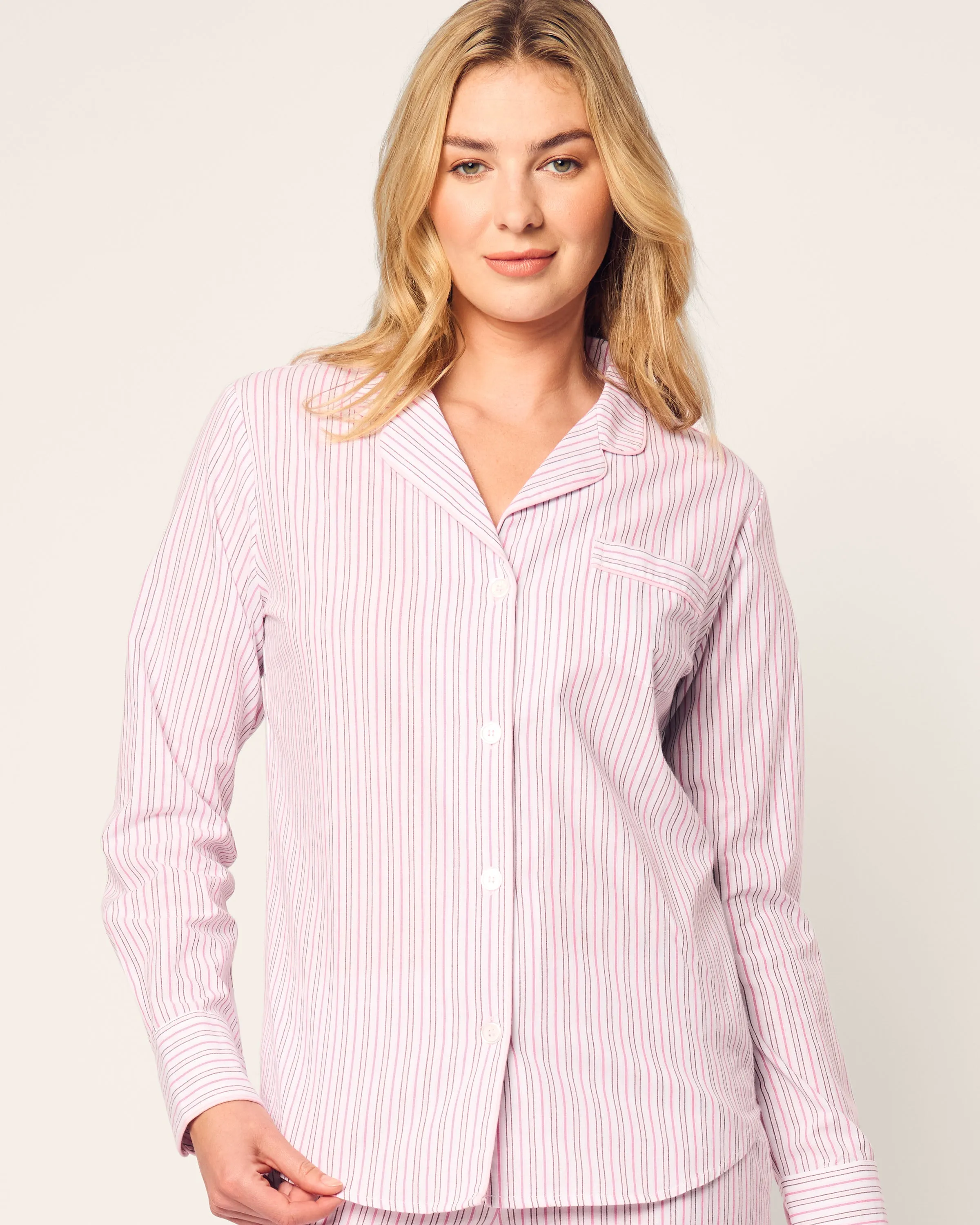 Women's Twill Long Sleeve Short Set in Blush Boulevard sold by Petite Plume product image thumbnail 5