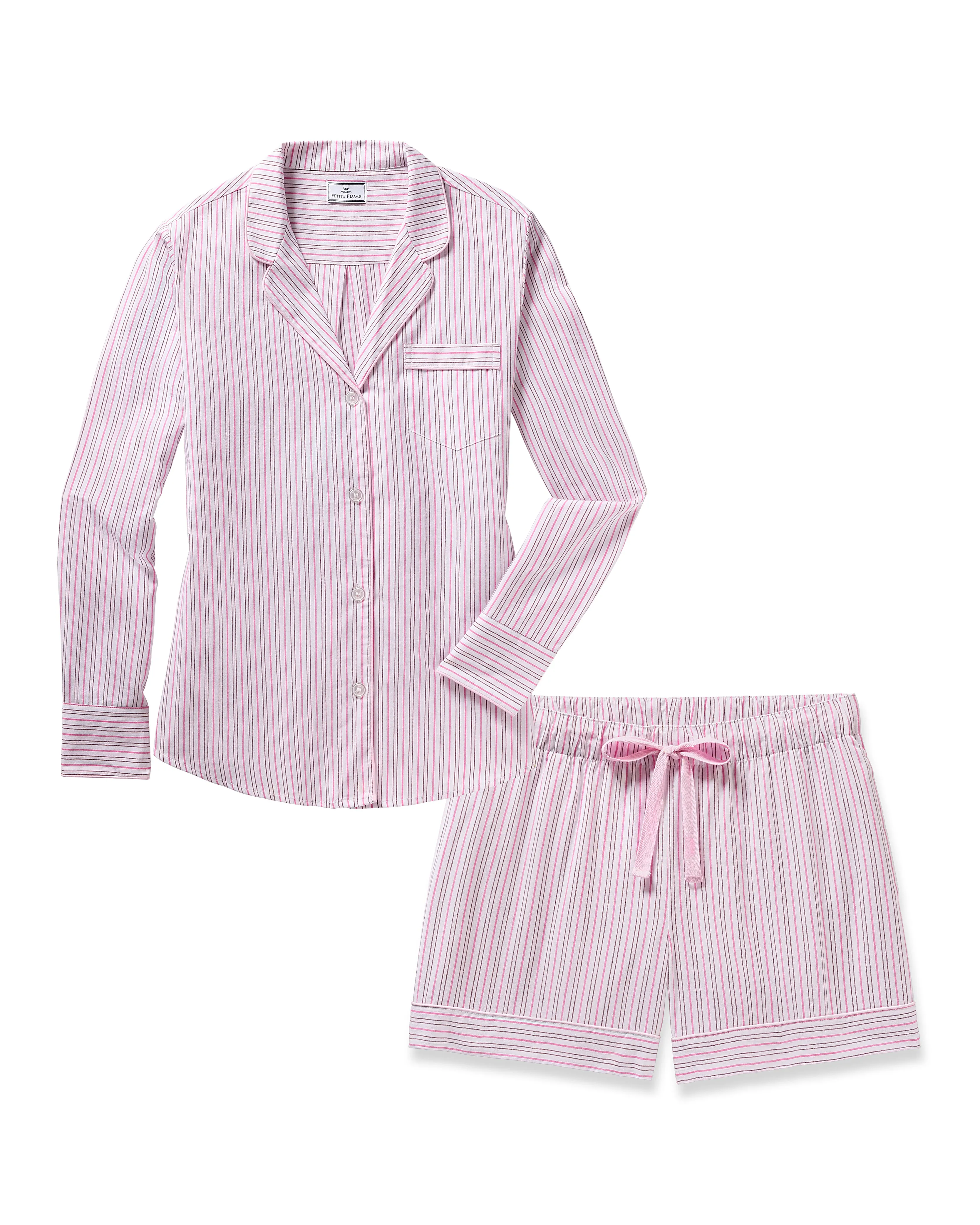 Women's Twill Long Sleeve Short Set in Blush Boulevard sold by Petite Plume