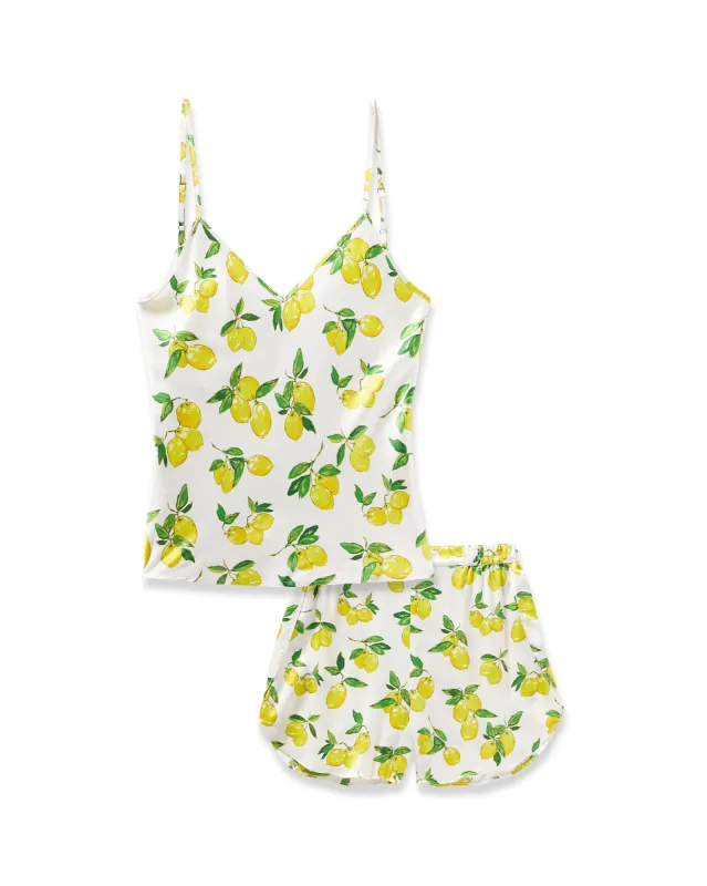 Women's Silk Short Set in Amalfi Lemons sold by Petite Plume