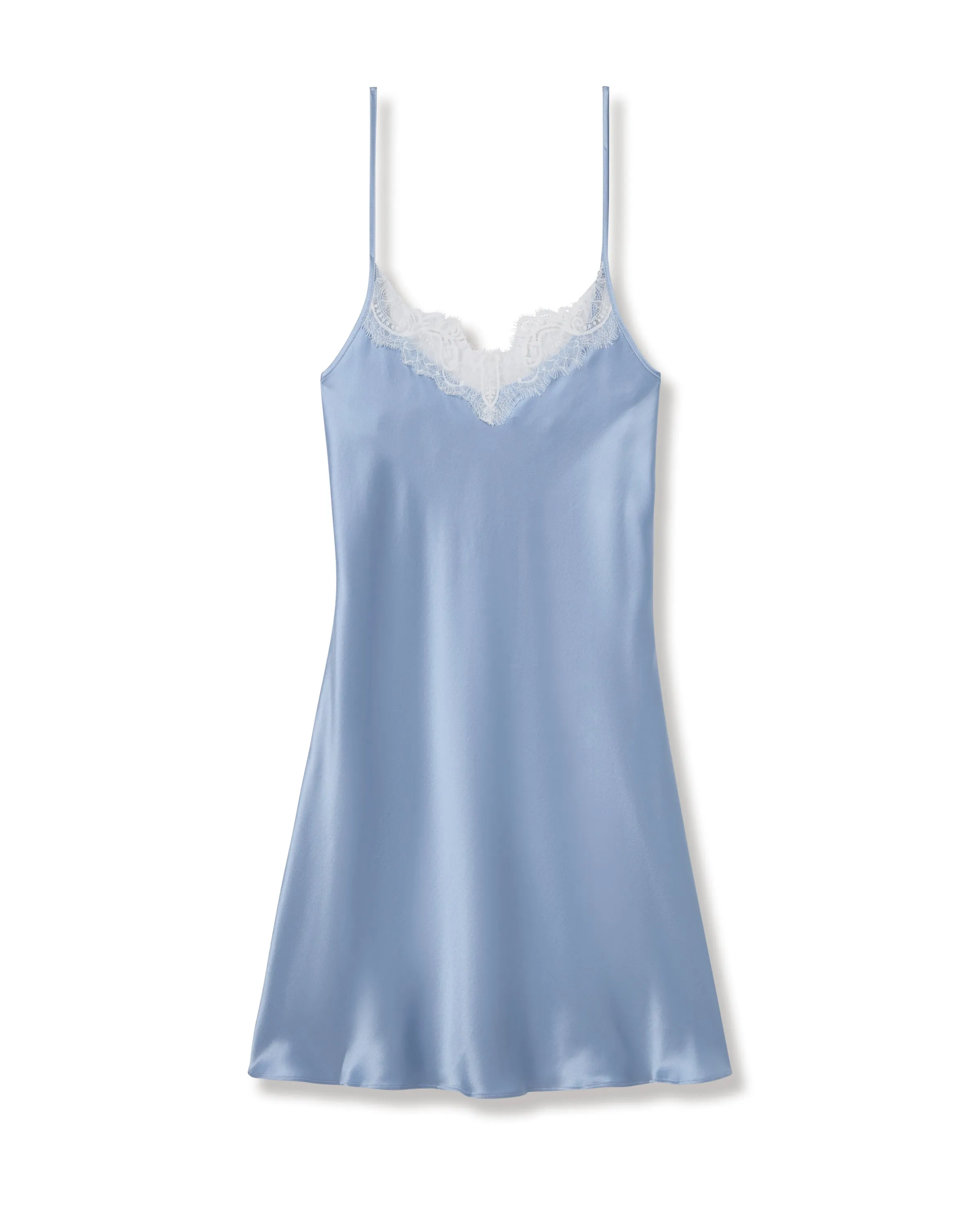 Women's Silk Lace Slip Dress in Periwinkle sold by Petite Plume