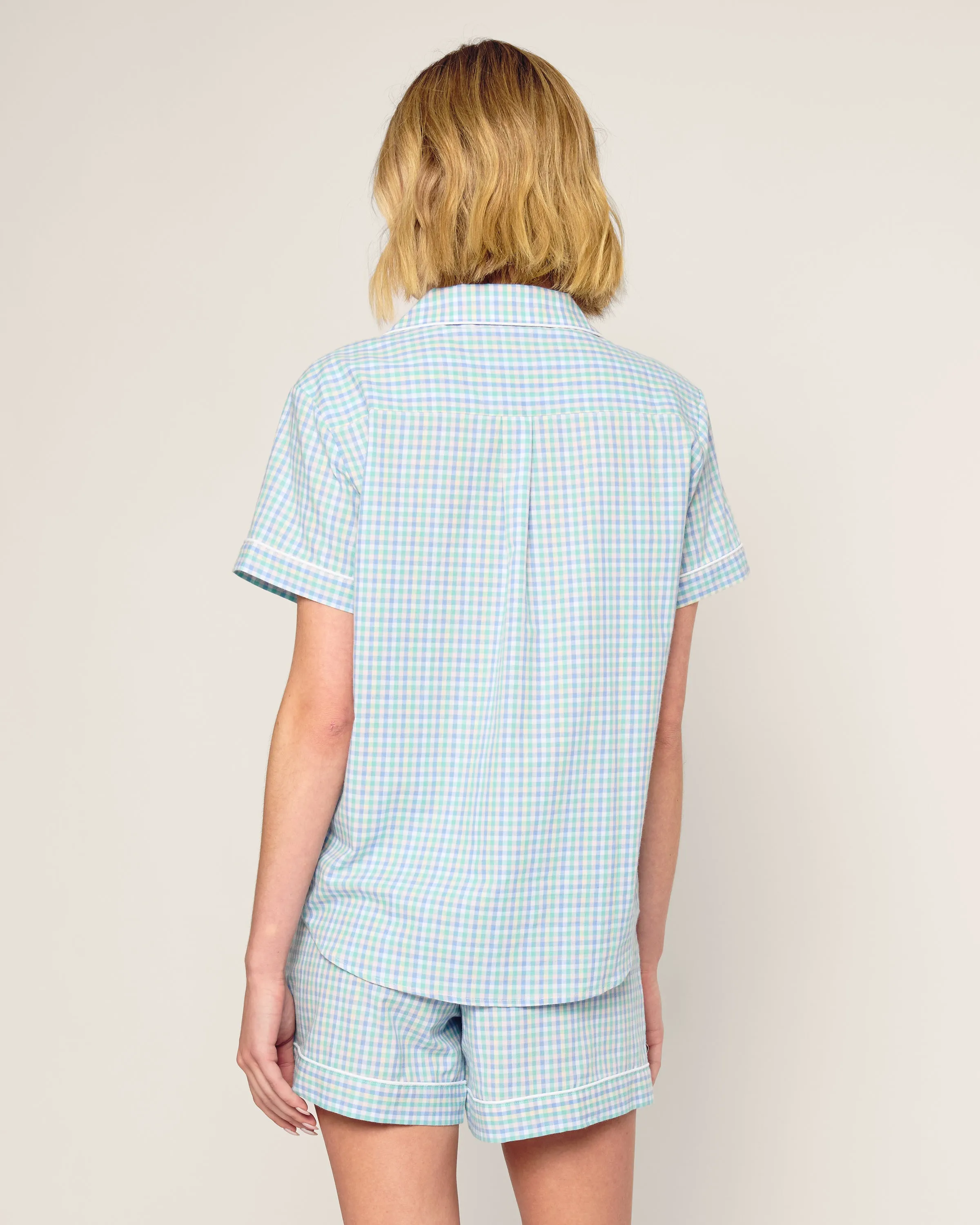 Women's Twill Short Sleeve Short Set in Spring Gingham sold by Petite Plume product image thumbnail 4