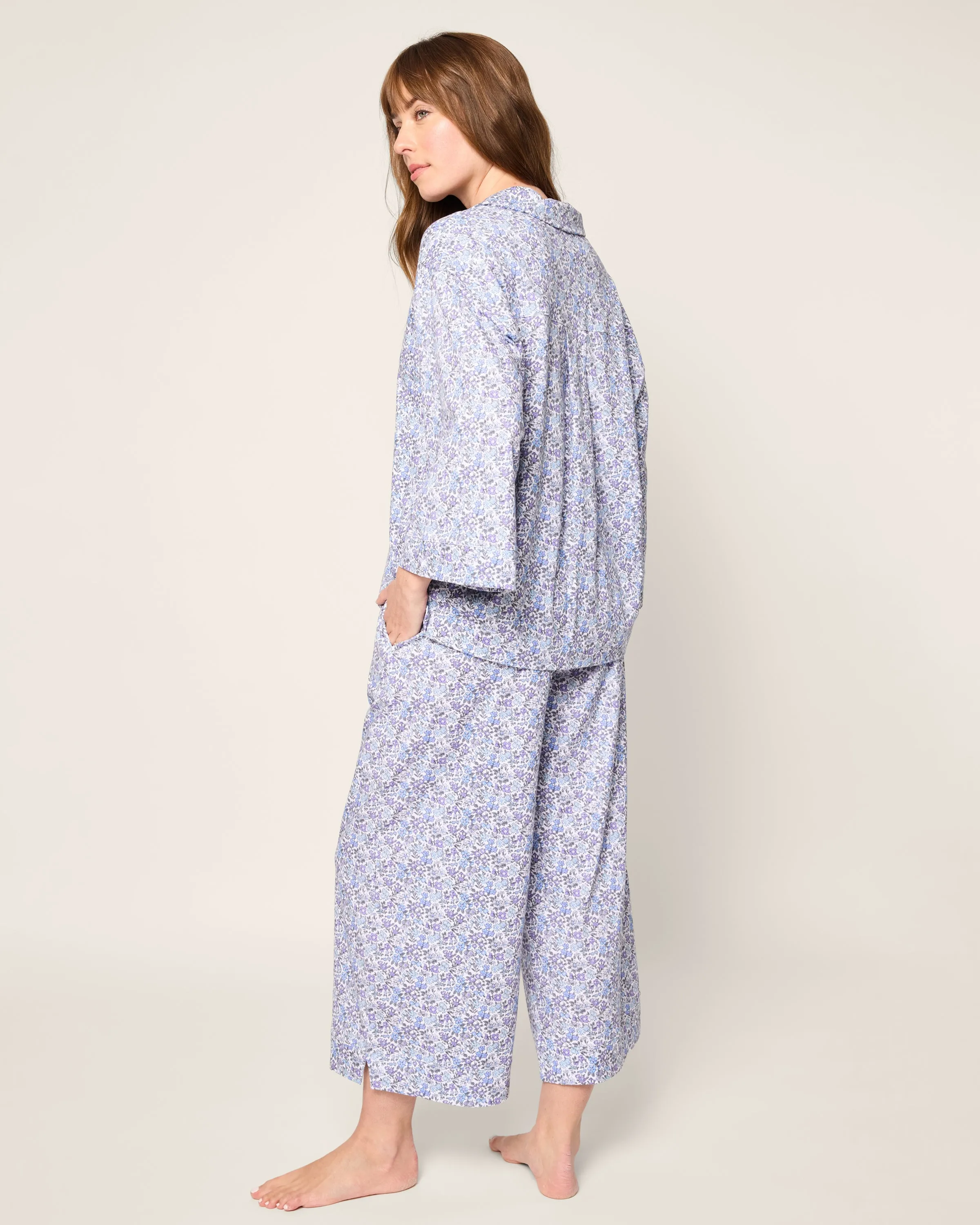 The Olivia Wide Leg Pima Pajama Set in Fleur d'Azur sold by Petite Plume product image thumbnail 4