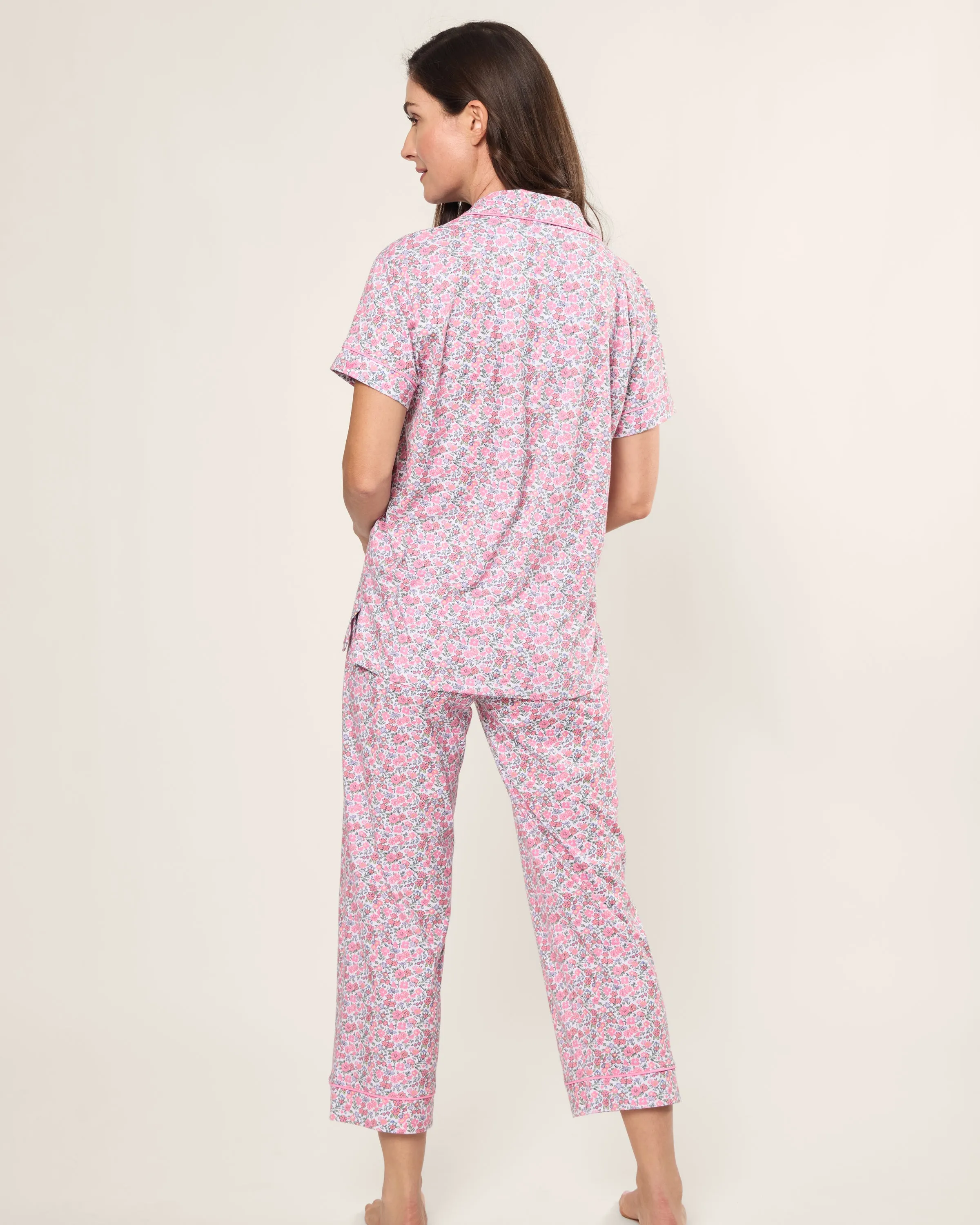 Women's Pima Crop Pajama Set in Fleurs de Rose sold by Petite Plume product image thumbnail 4