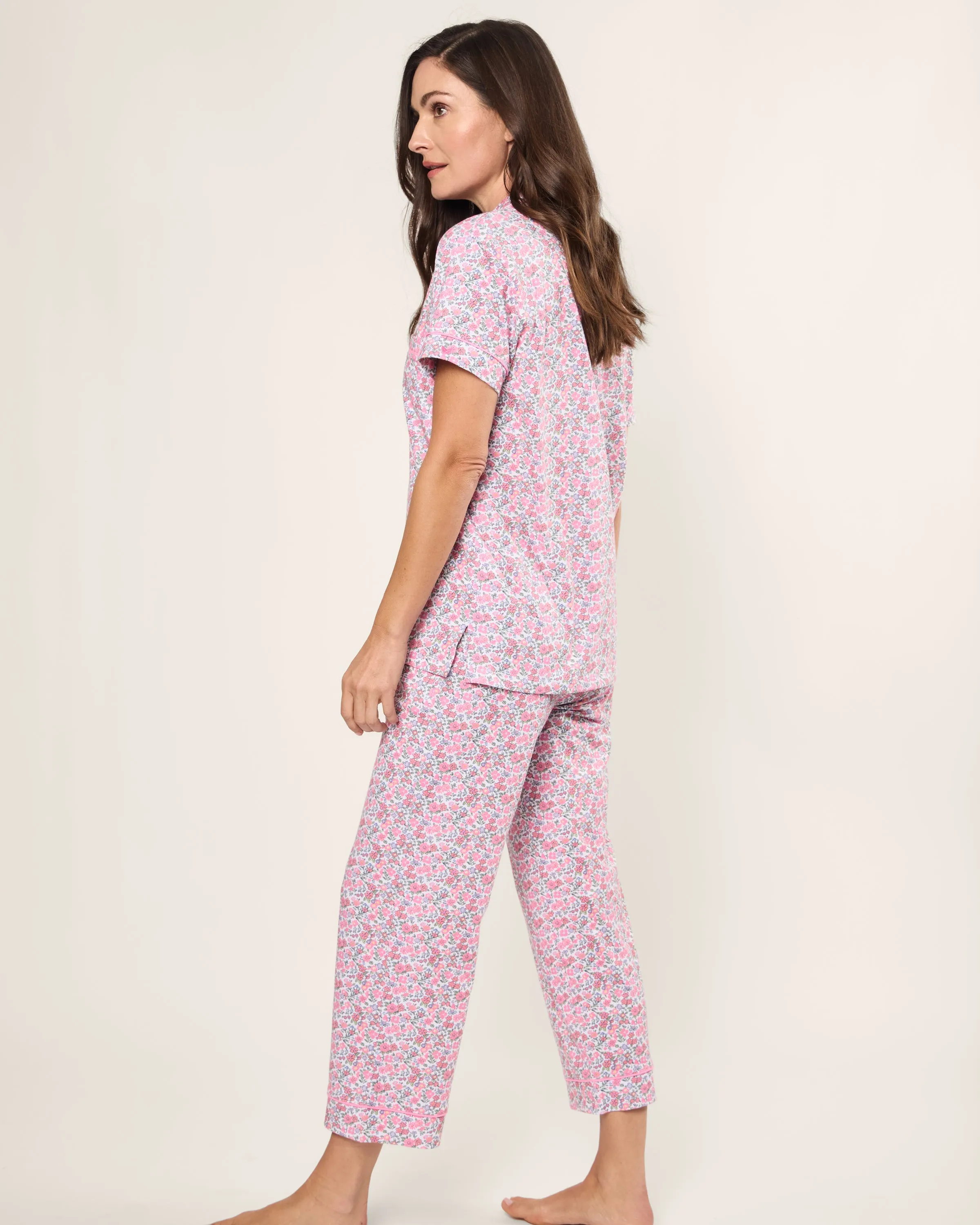 Women's Pima Crop Pajama Set in Fleurs de Rose sold by Petite Plume product image thumbnail 3
