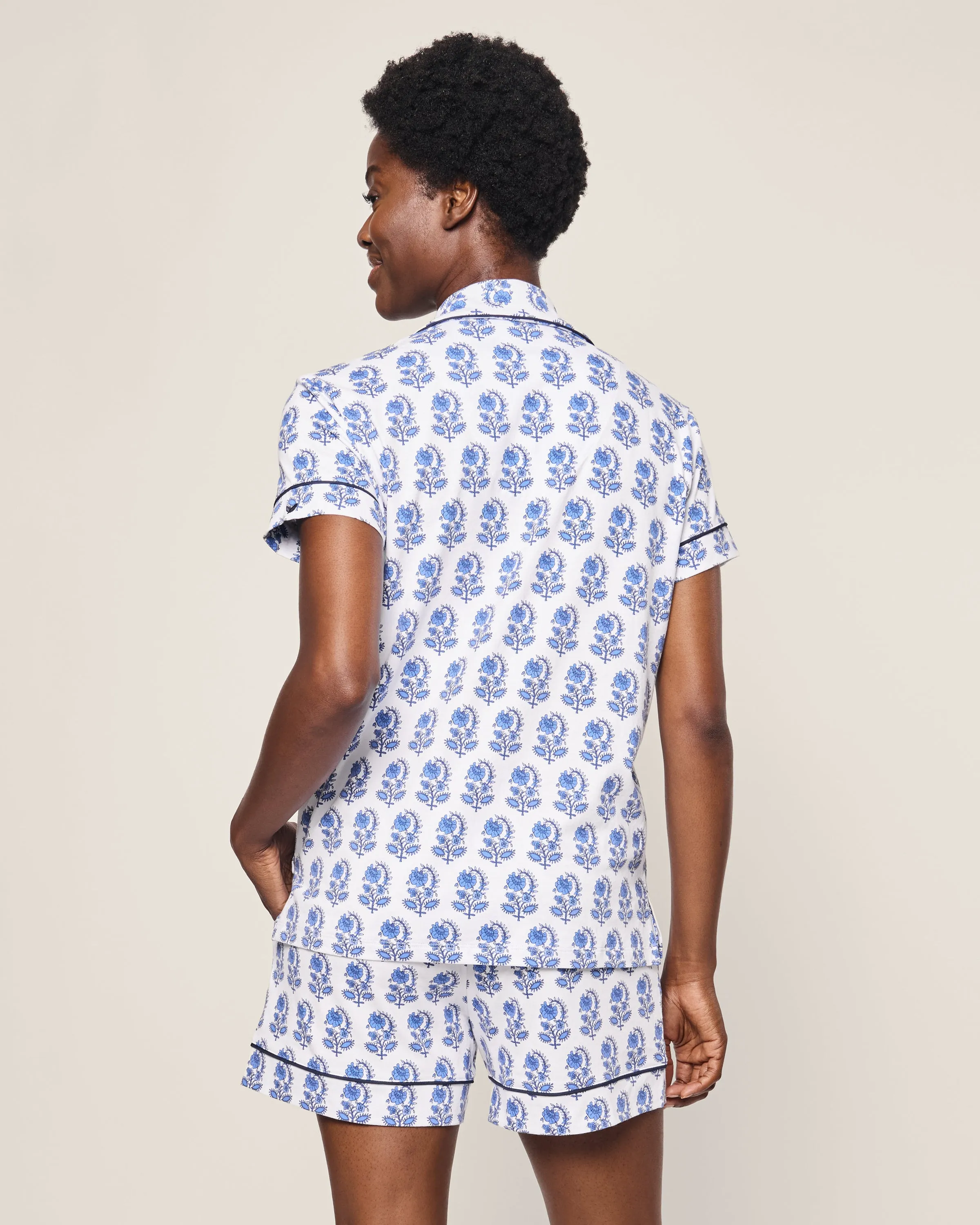 Women's Pima Short Sleeve Short Set in Bristol Bay sold by Petite Plume product image thumbnail 4