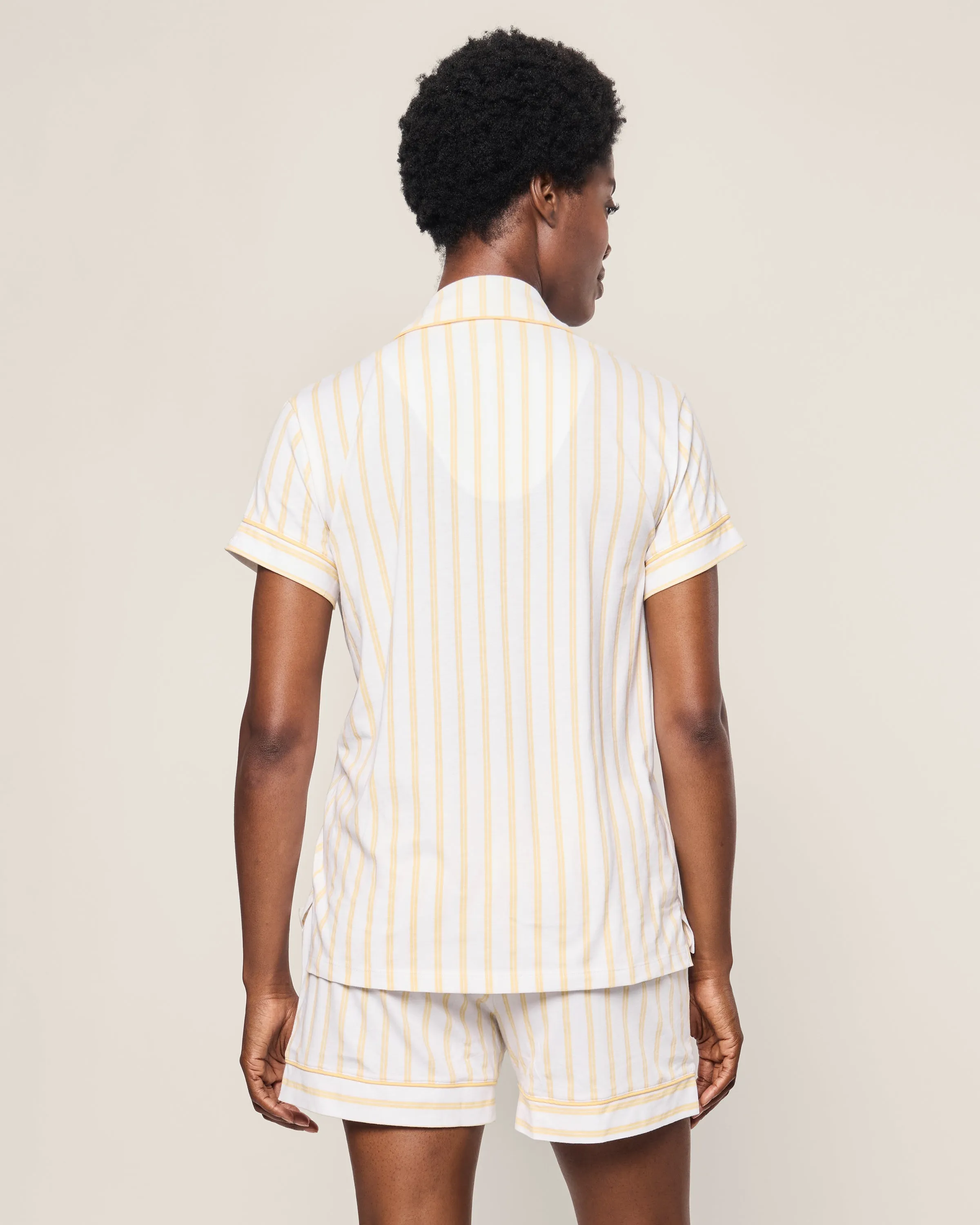 Women's Pima Short Sleeve Short Set in Sunny Stripe sold by Petite Plume product image thumbnail 4