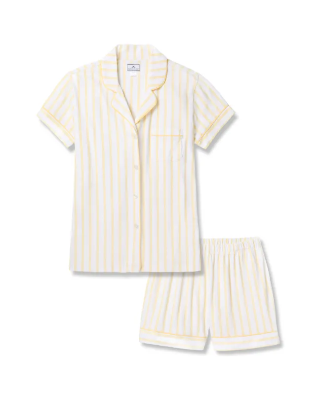Women's Pima Short Sleeve Short Set in Sunny Stripe sold by Petite Plume