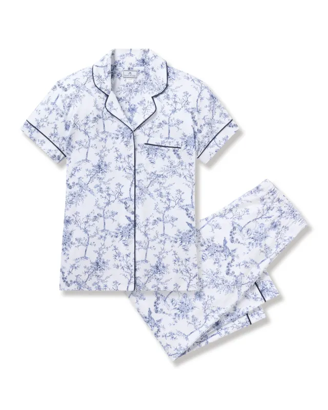 Women's Pima Crop Pajama Set in Timeless Toile sold by Petite Plume
