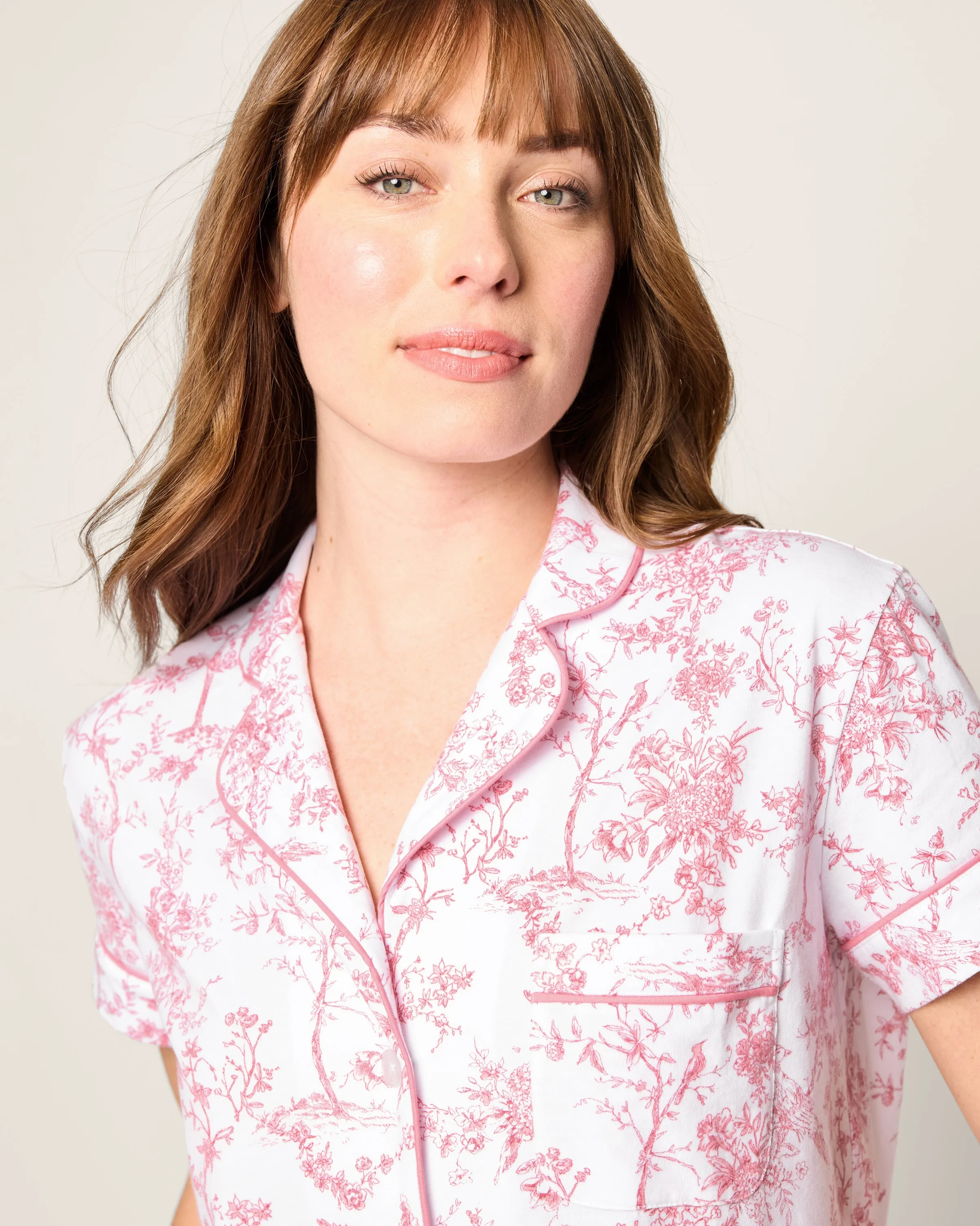 Women's Pima Short Sleeve Short Set in Pink Timeless Toile sold by Petite Plume product image thumbnail 5