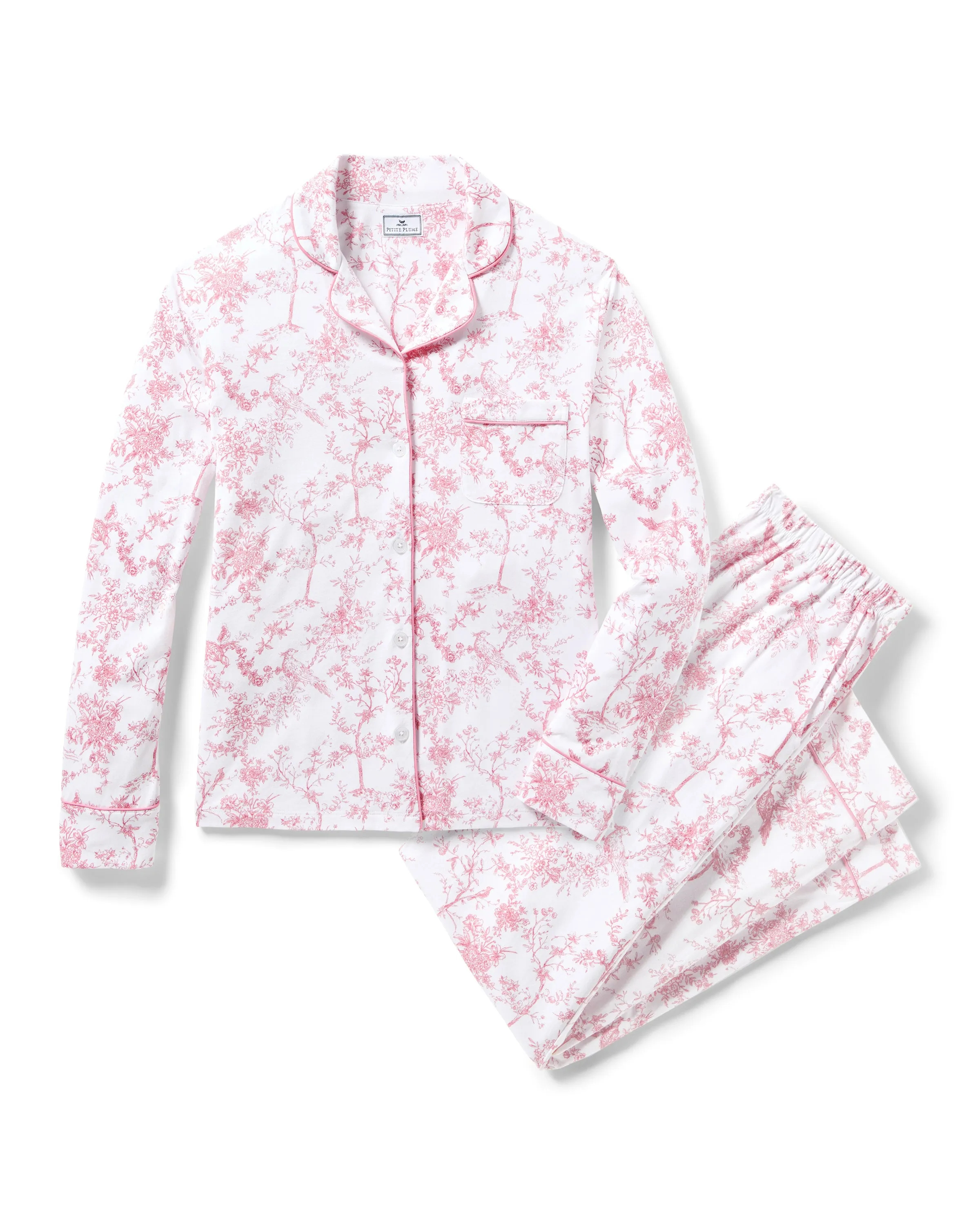 Women's Pima Pajama in Pink Timeless Toile sold by Petite Plume
