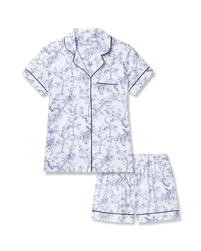 Women's Pima Short Sleeve Short Set in Timeless Toile sold by Petite Plume