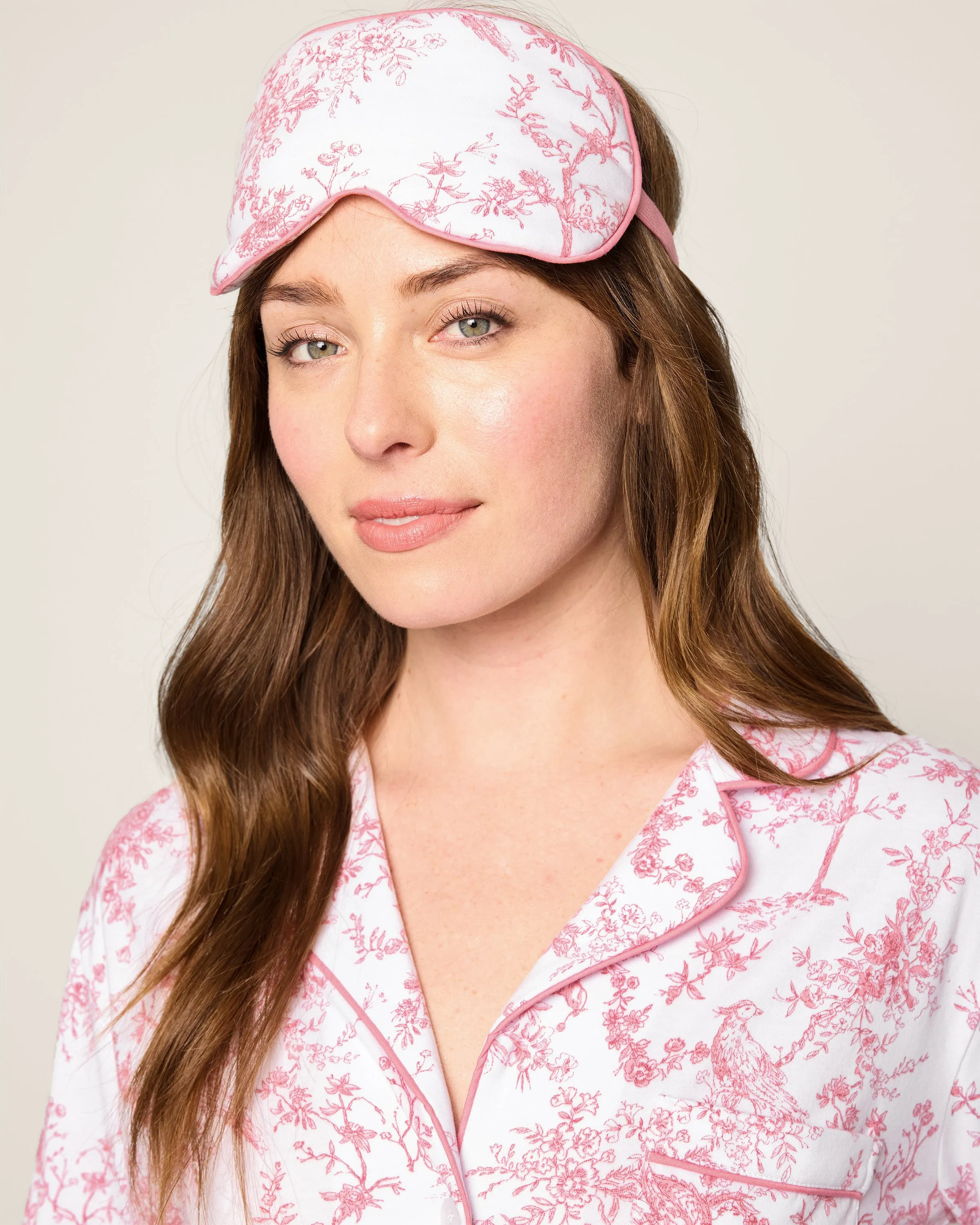 Adult's Pima Sleep Mask in Pink Timeless Toile sold by Petite Plume product image thumbnail 2